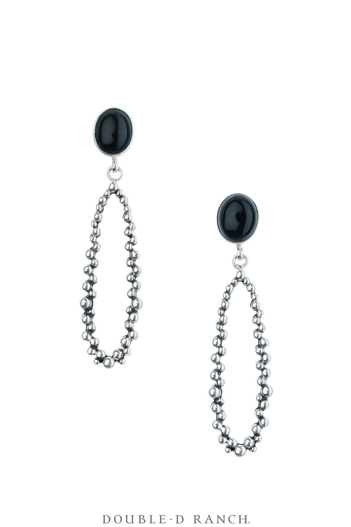 Earring, Hoop, Turquoise & Blackened Bubble Sterling Silver, Contemporary, 1765C