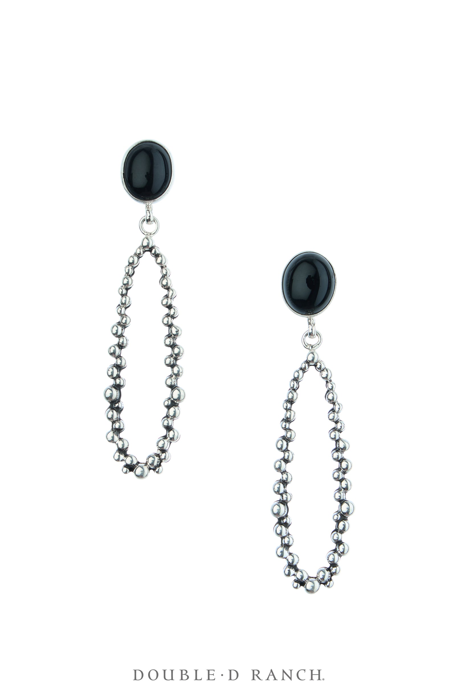 Earring, Hoop, Turquoise & Blackened Bubble Sterling Silver, Contemporary, 1765C