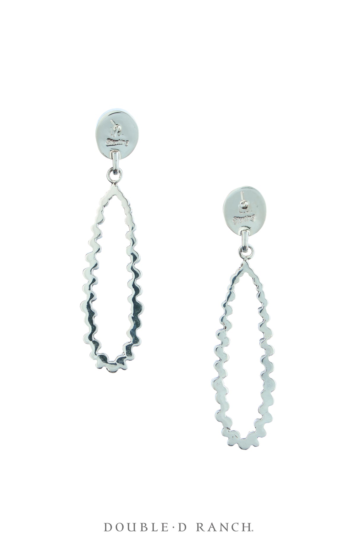 Earring, Hoop, Turquoise & Blackened Bubble Sterling Silver, Contemporary, 1765C