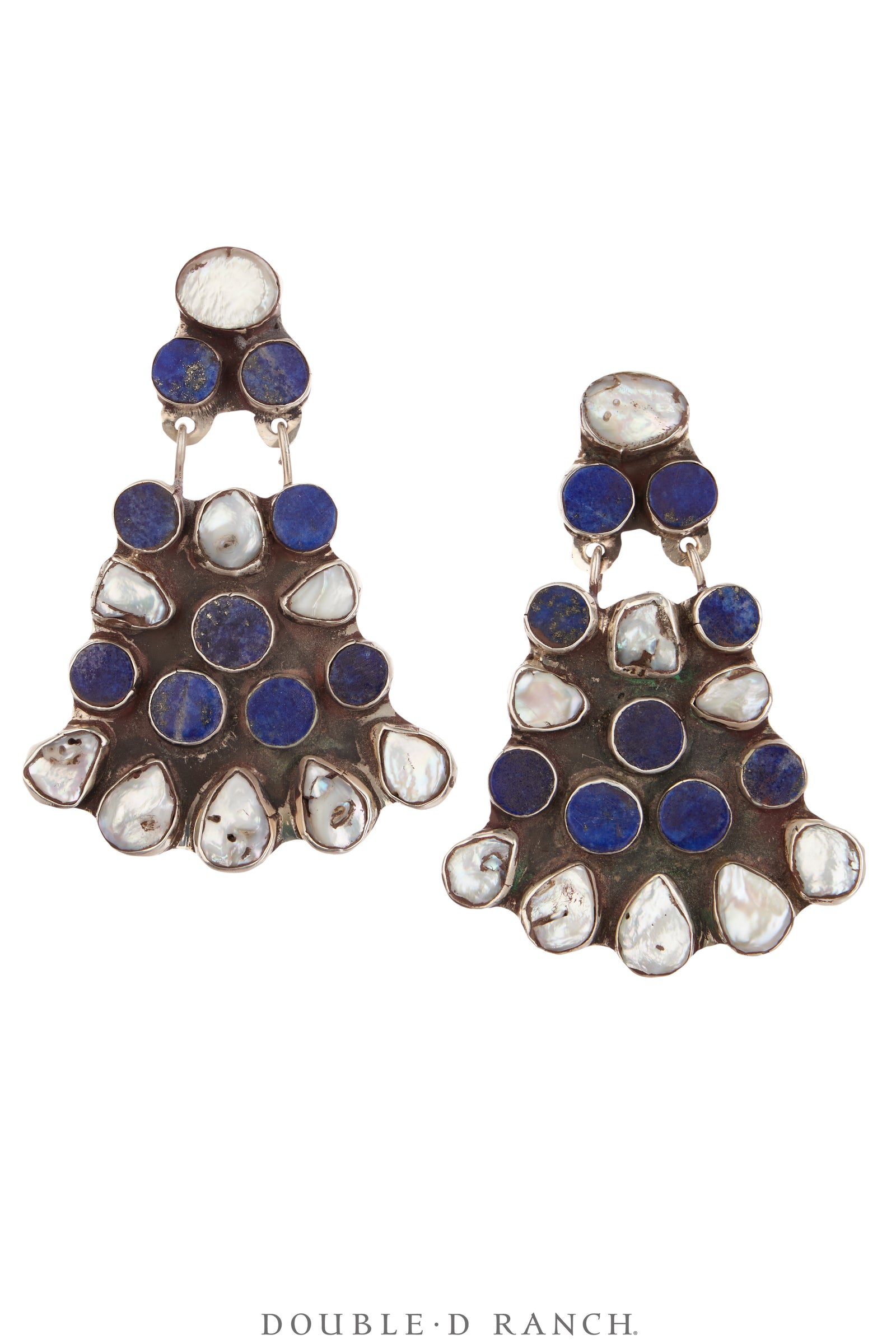 Earrings, Oscar Betz, Fan, Kyanite, Fresh Water Pearl, Hallmark, 2064B