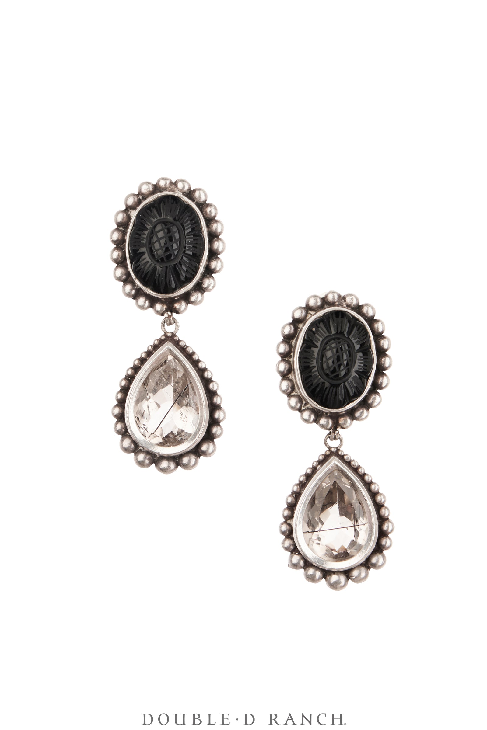 Earrings, Dangle, Tourmaline & Onyx, Hallmark, Vintage, 2157
