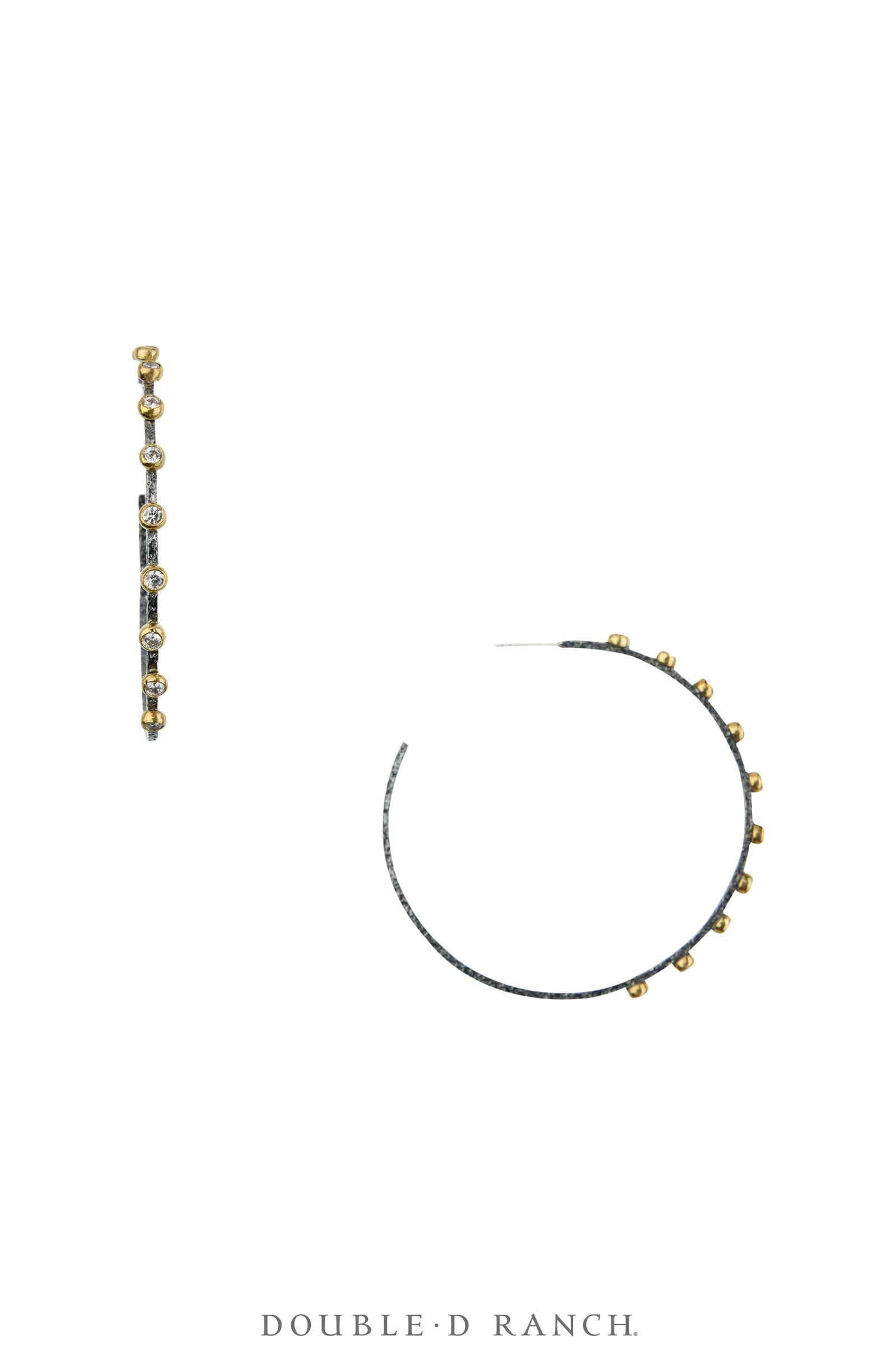 Earrings, Faceted Jewels, Hoops, Sterling Silver Oxidized, Hallmark, Contemporary, 2207C