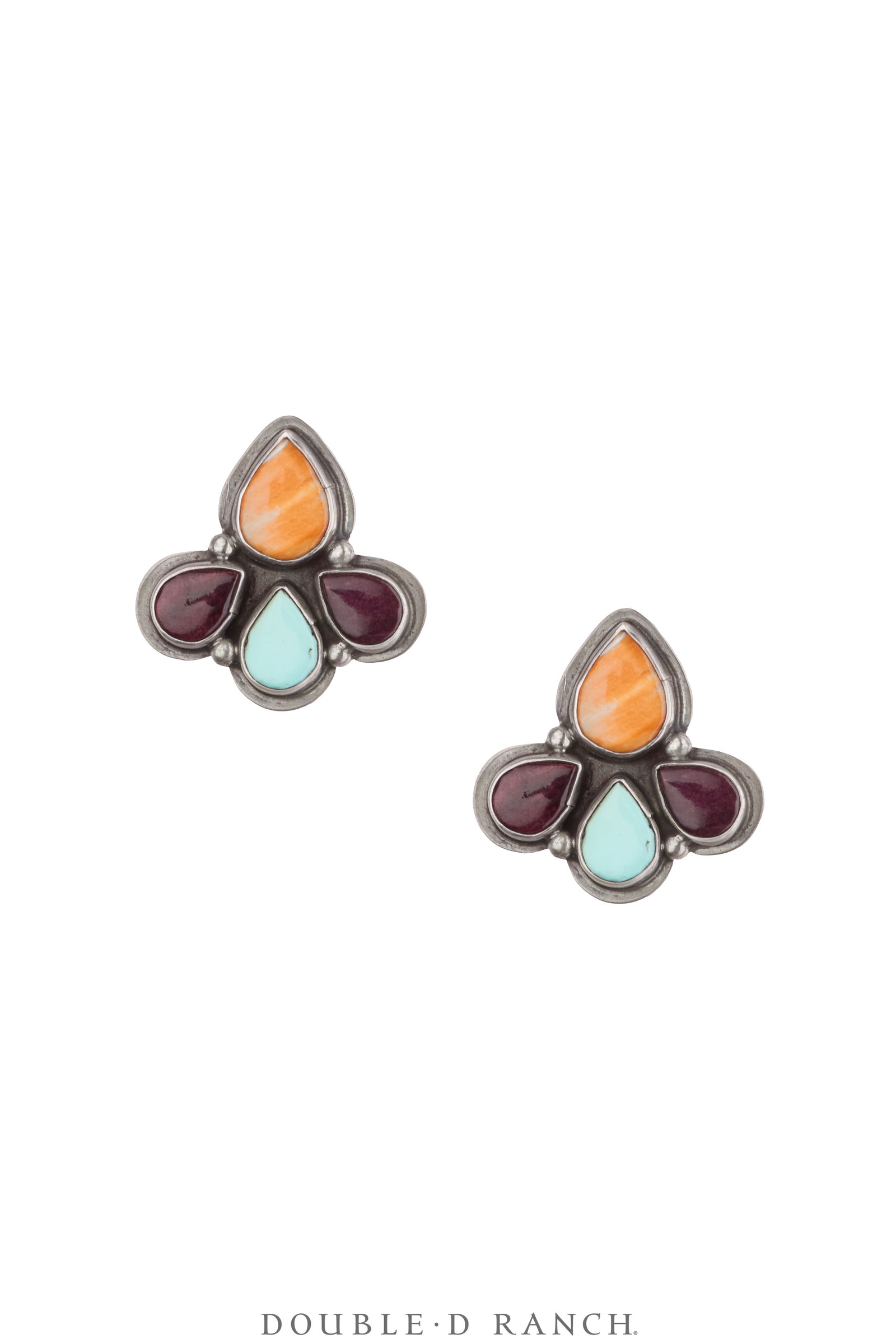 Earrings, Oscar Betz, Plug, Spiny Oyster & Turquoise, Hallmark, Vintage, 2227