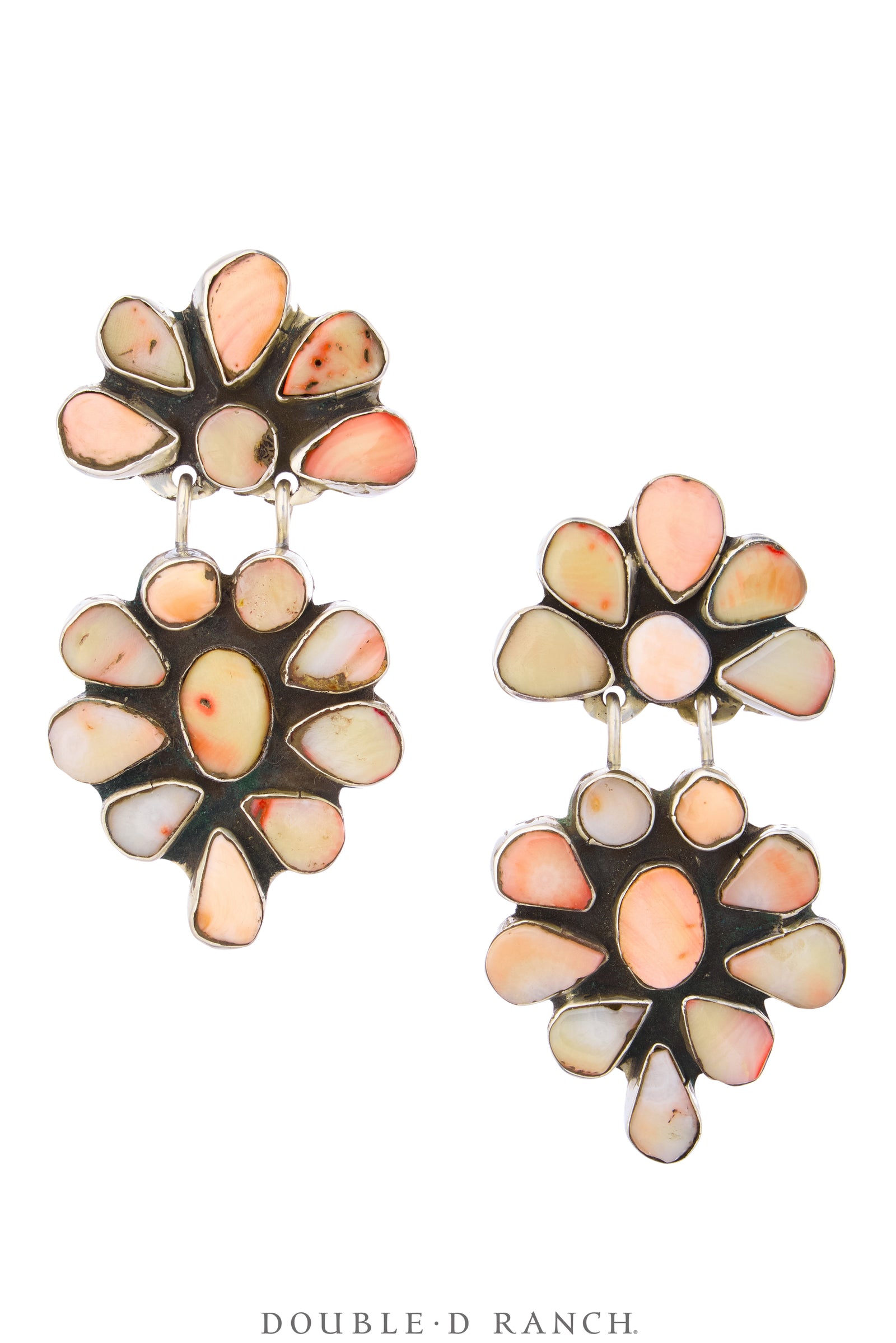 Earrings, Oscar Betz, Triangle, Angel Coral, Hallmark, 2245