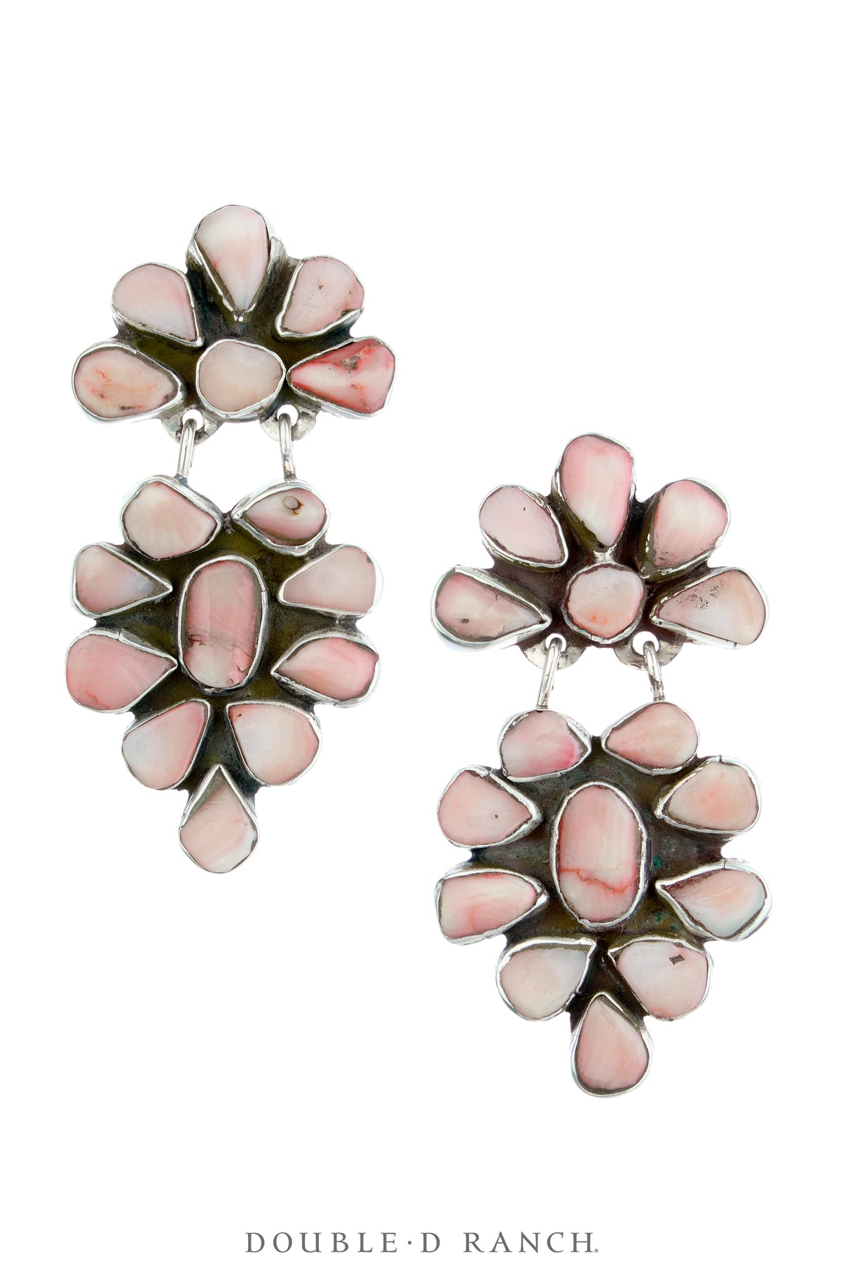 Earrings, Oscar Betz, Triangle, Angel Coral, Hallmark, 2245