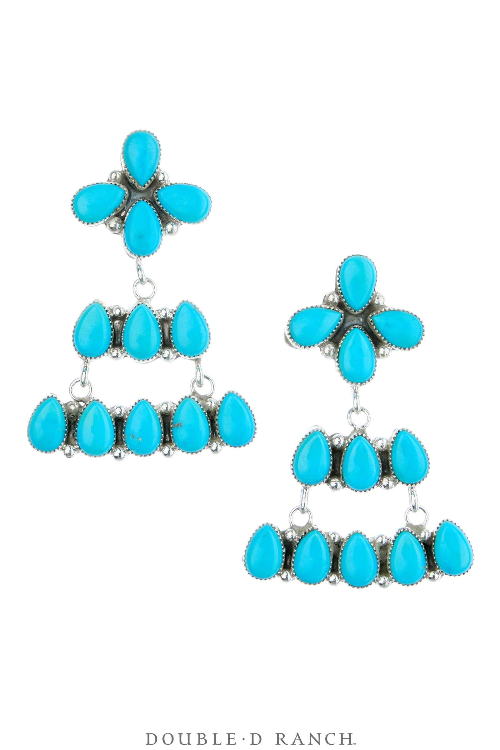 Earrings, Chandelier, Turquoise, High Grade Stones, Hallmark, Contemporary, 2254