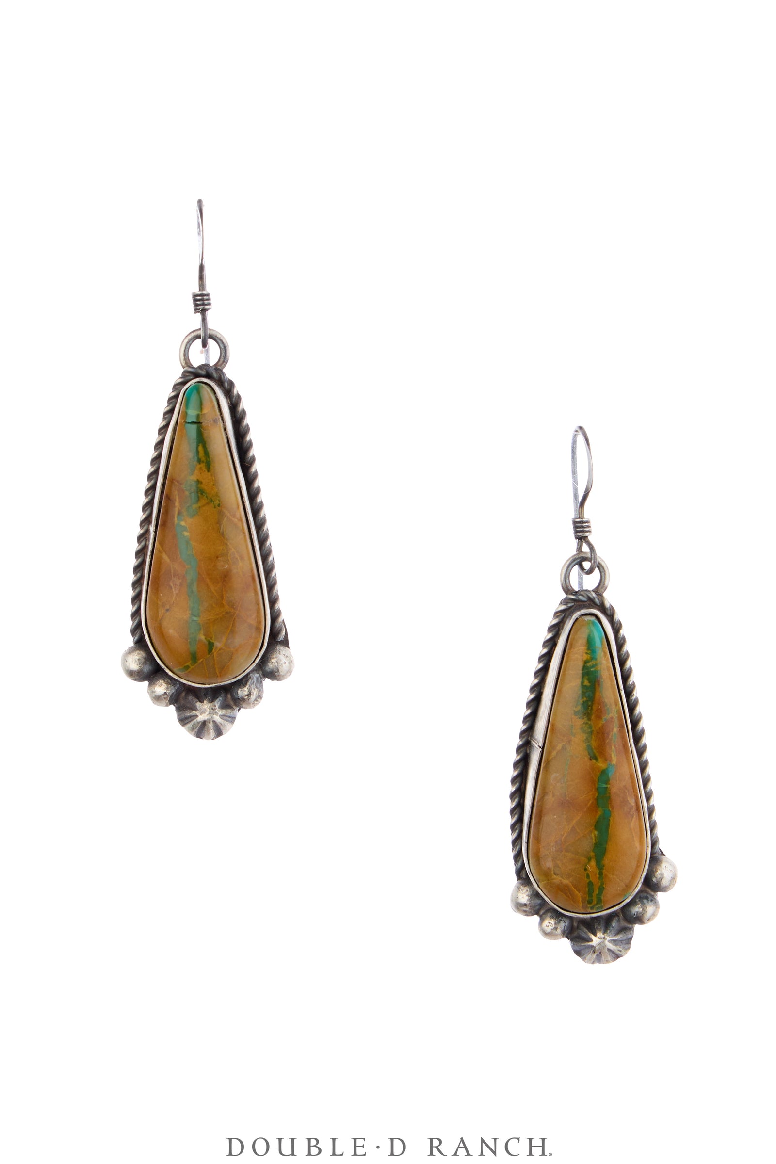 Earrings, Drops, Turquoise, Boulder Ribbon Mine, Hallmark, Contemporary, 2264