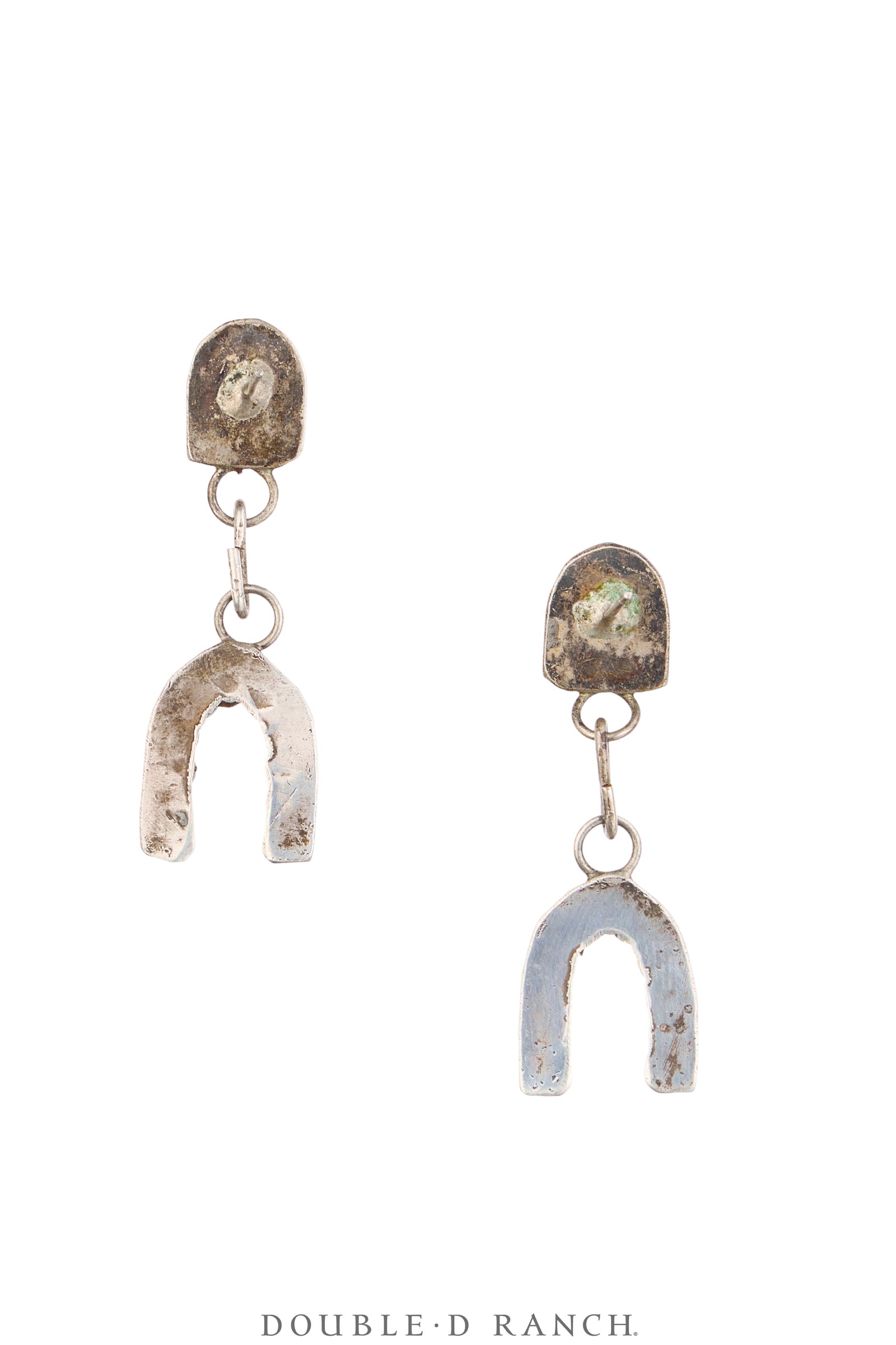 Earrings, Dangle, Turquoise, Inlay, Horseshoe, Dishta, Vintage, 2296