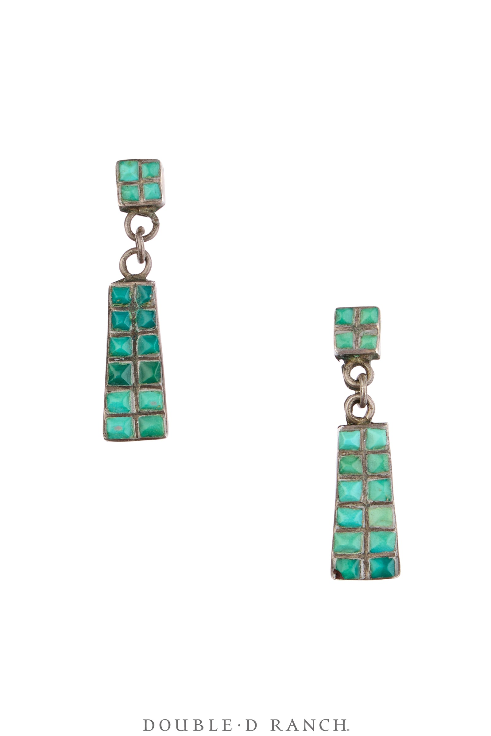 Earrings, Drops, Turquoise, Inlay, Dishta Family Style, Sans Marks, Vintage, 2307