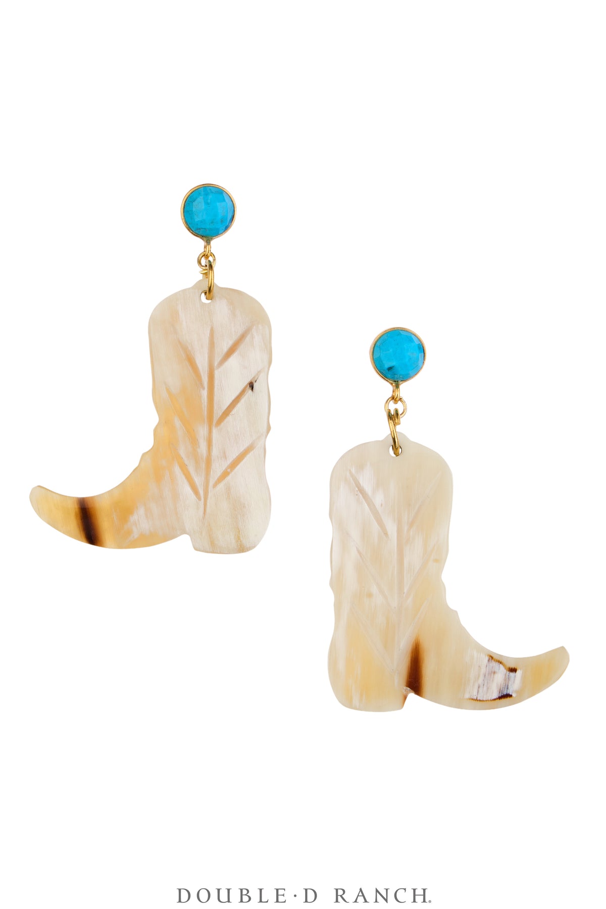 Earrings, Faceted Jewels, Horn With Semi-Precious Stones, Contemporary, 2309B
