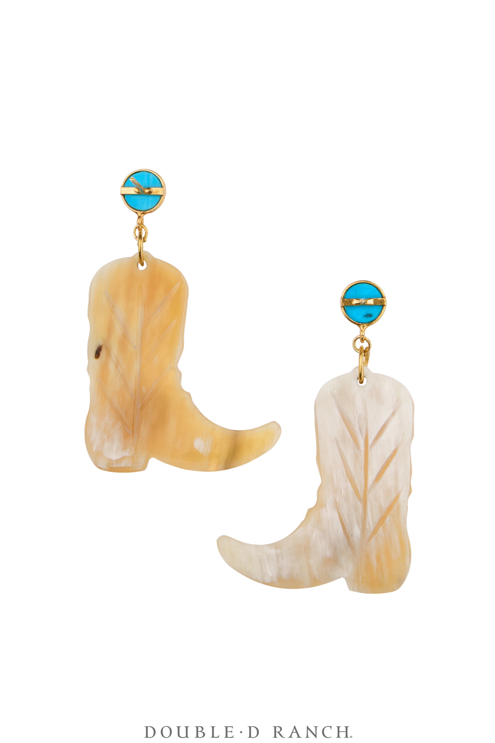 Earrings, Faceted Jewels, Horn With Semi-Precious Stones, Contemporary, 2309B
