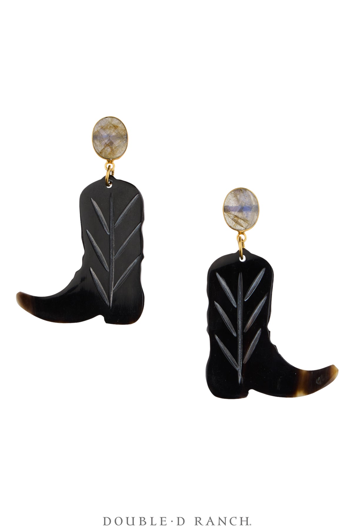 Earrings, Faceted Jewels, Horn With Semi-Precious Stones, Contemporary, 2309C