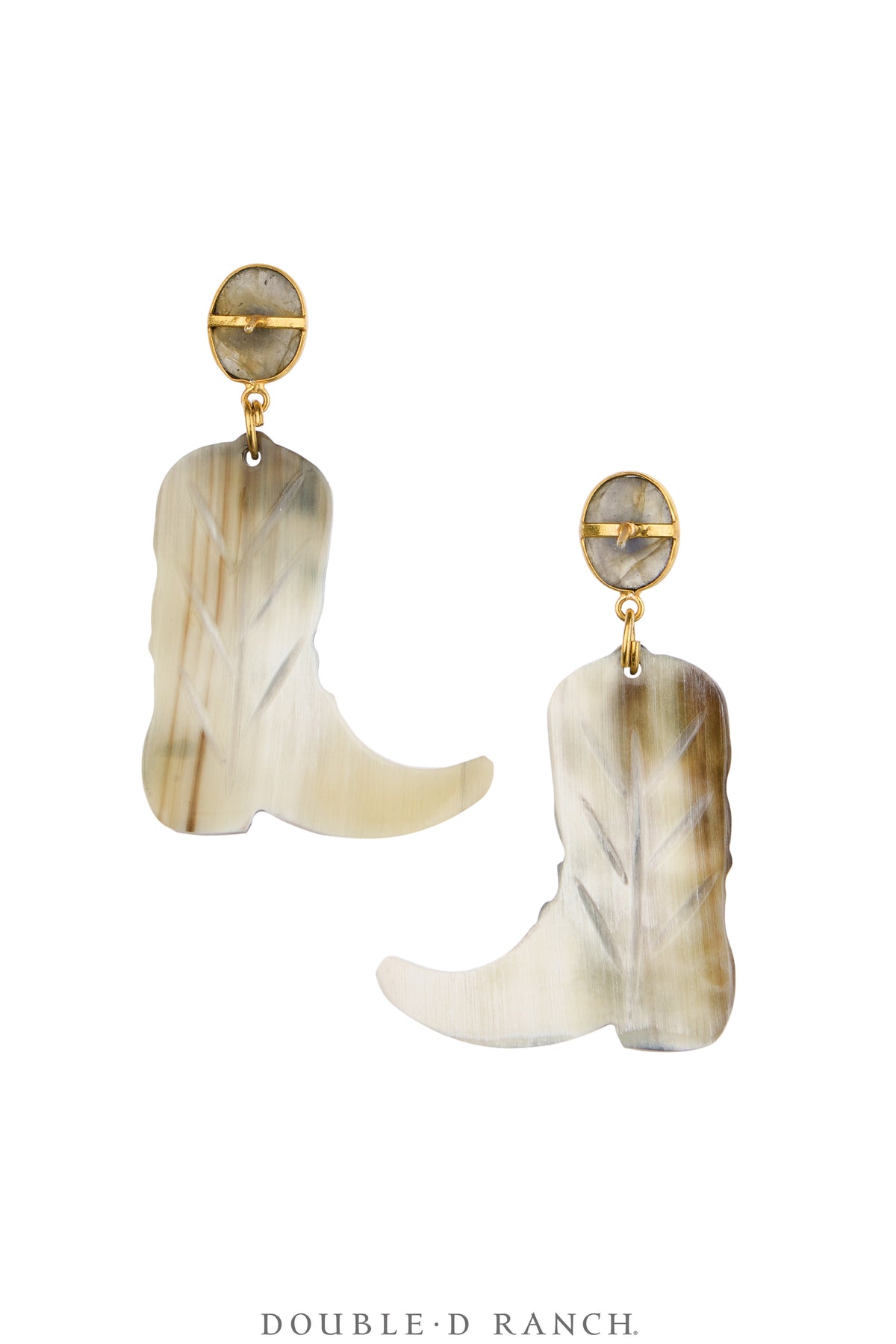 Earrings, Faceted Jewels, Horn With Semi-Precious Stones, Contemporary, 2309C
