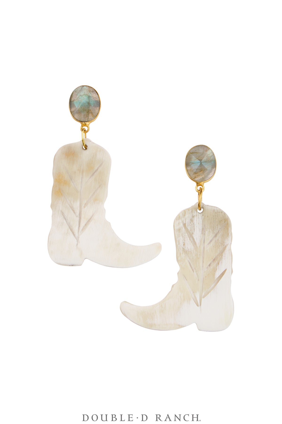 Earrings, Faceted Jewels, Horn With Semi-Precious Stones, Contemporary, 2309