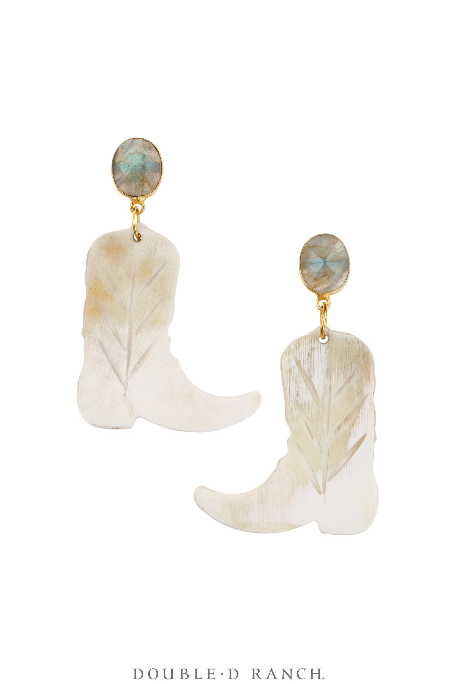 Earrings, Faceted Jewels, Horn With Semi-Precious Stones, Contemporary, 2309