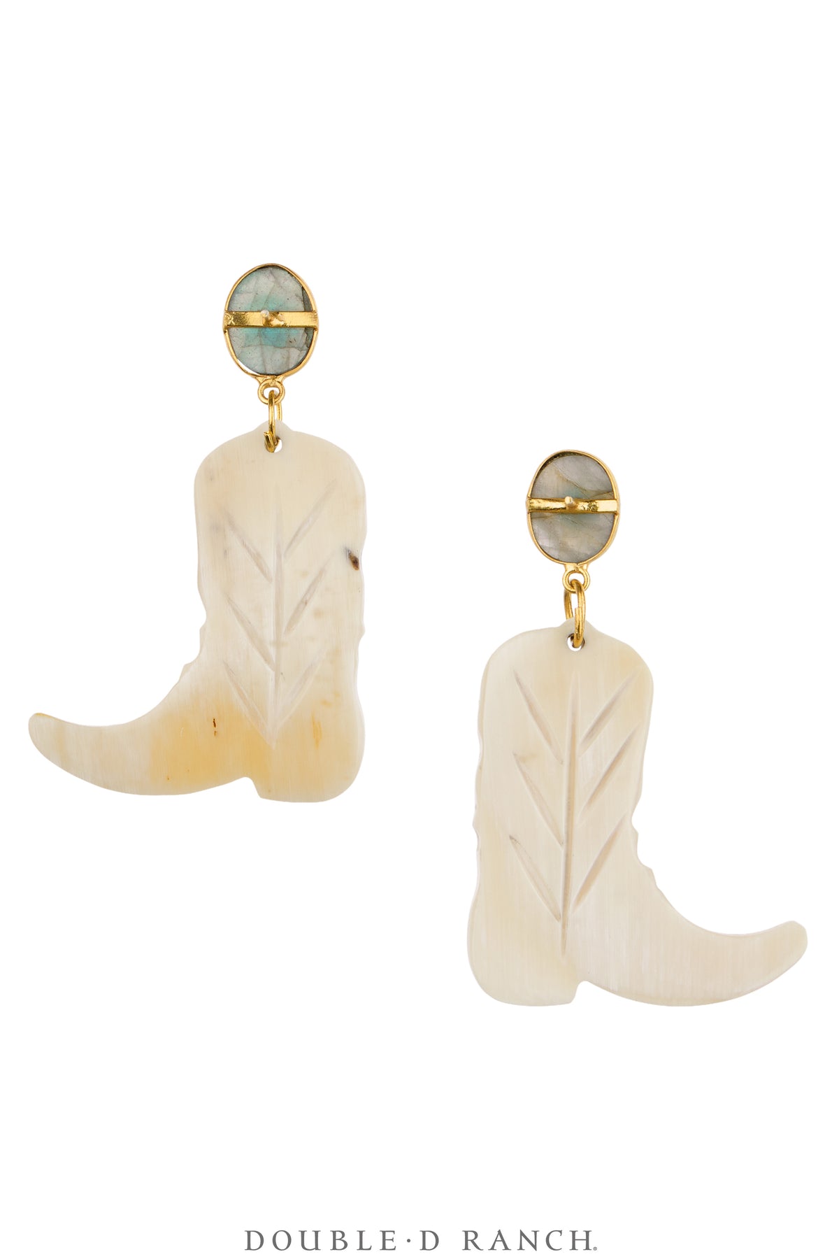 Earrings, Faceted Jewels, Horn With Semi-Precious Stones, Contemporary, 2309