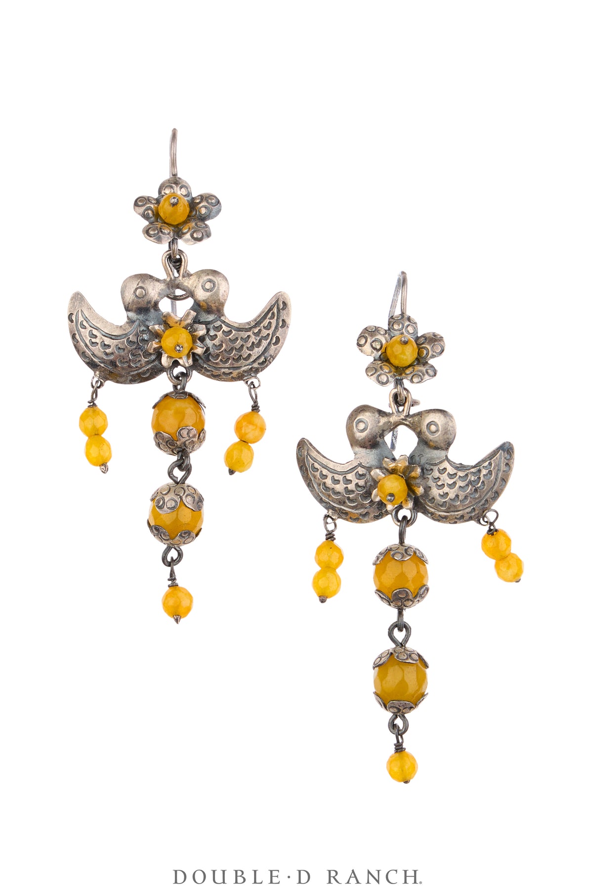 Earrings, Federico, Mazahua, Love Birds, Yellow Jasper, Hallmark, Contemporary, 2312