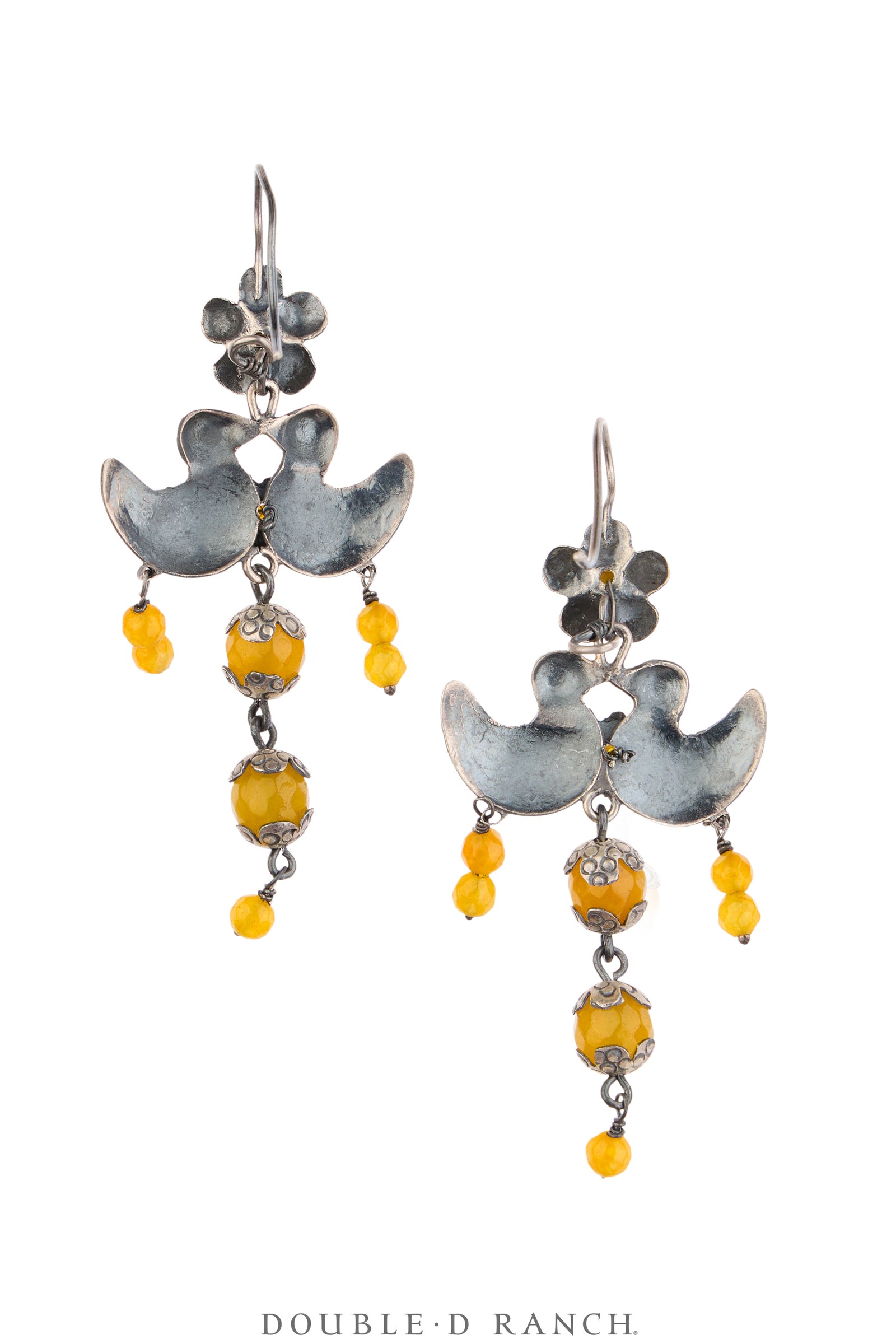 Earrings, Federico, Mazahua, Love Birds, Yellow Jasper, Hallmark, Contemporary, 2312