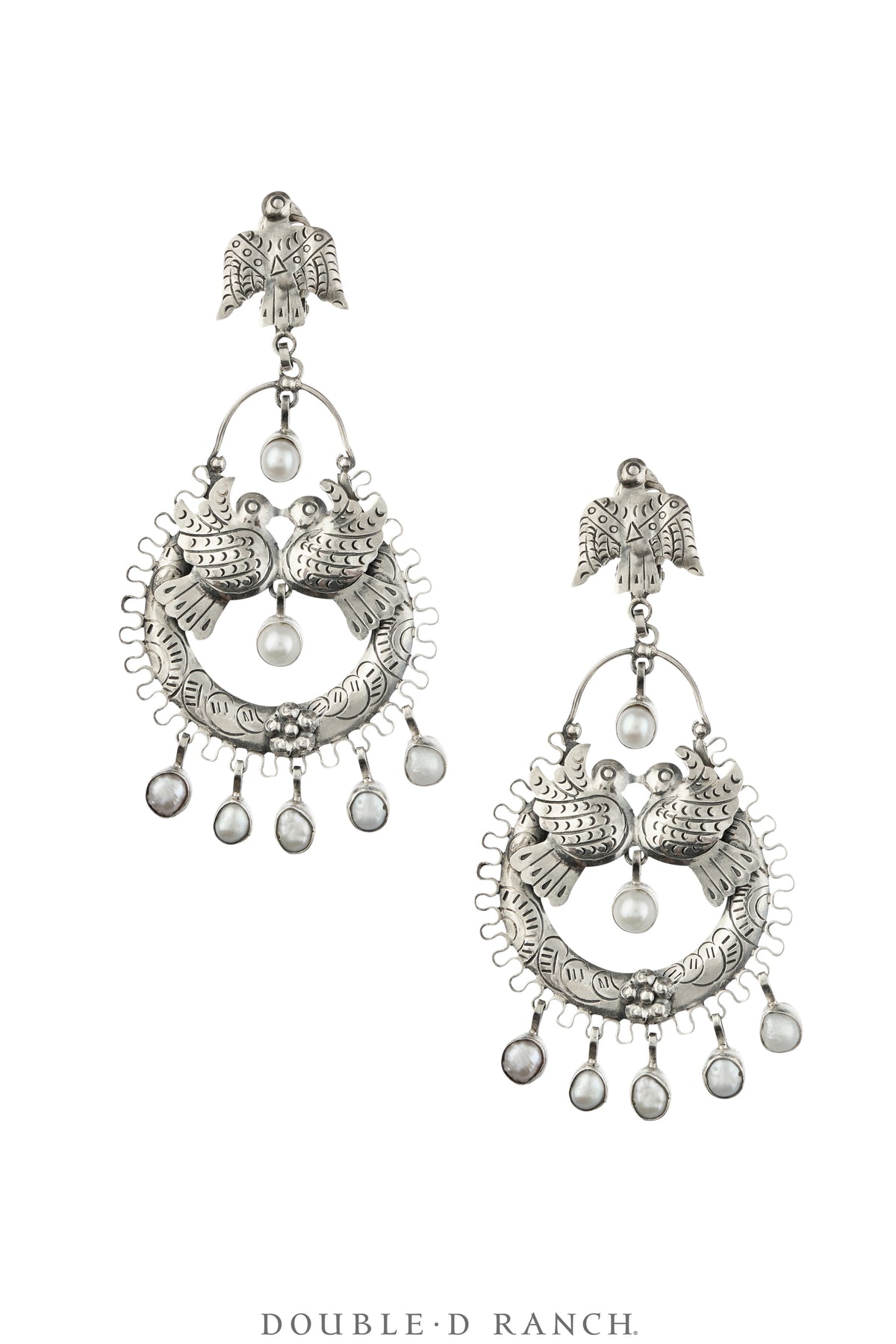 Earrings, Federico, Mazahua, Sterling Silver, Doves, Hallmark, Contemporary, 2330