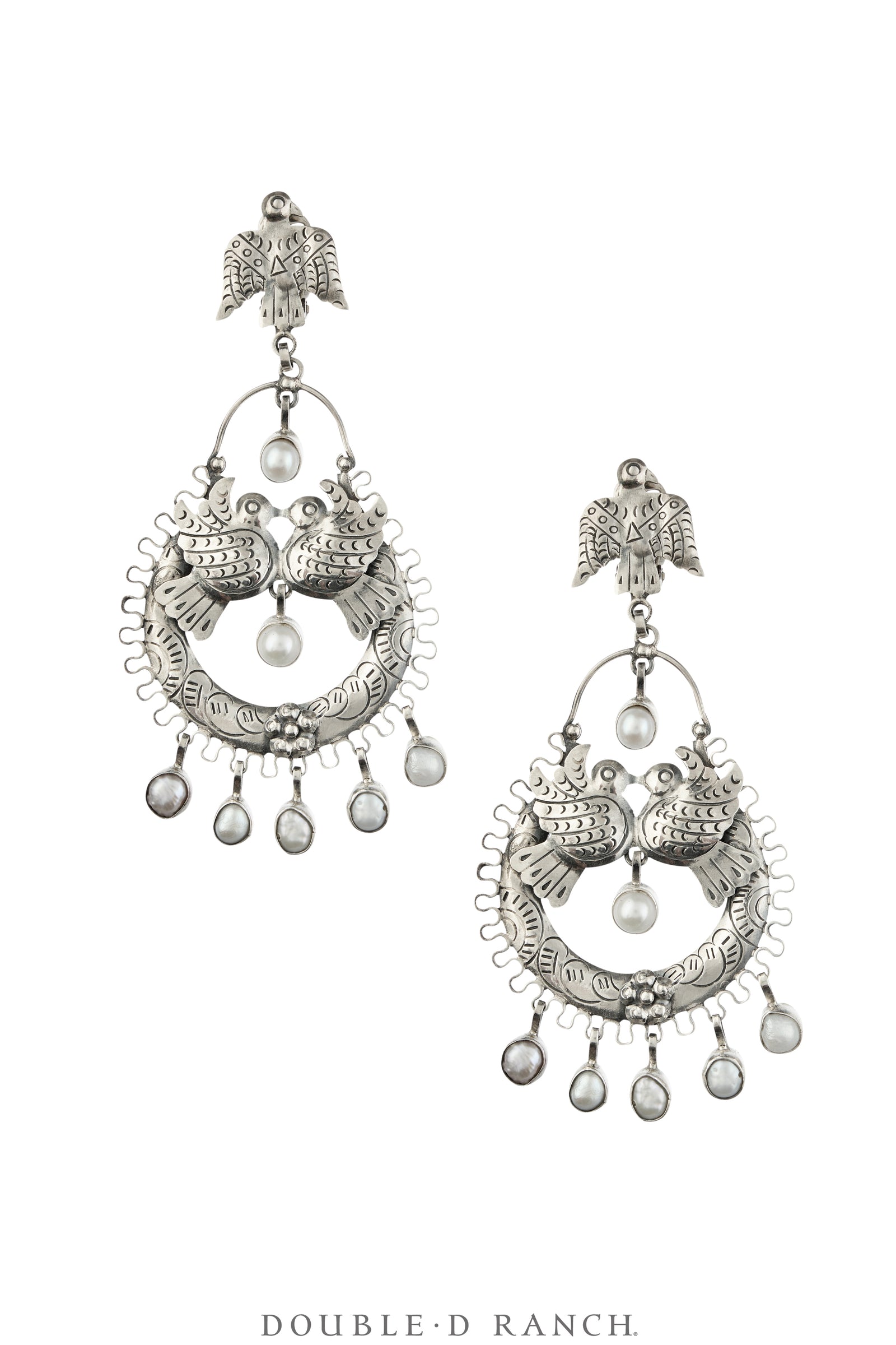 Earrings, Federico, Mazahua, Sterling Silver, Doves, Hallmark, Contemporary, 2330