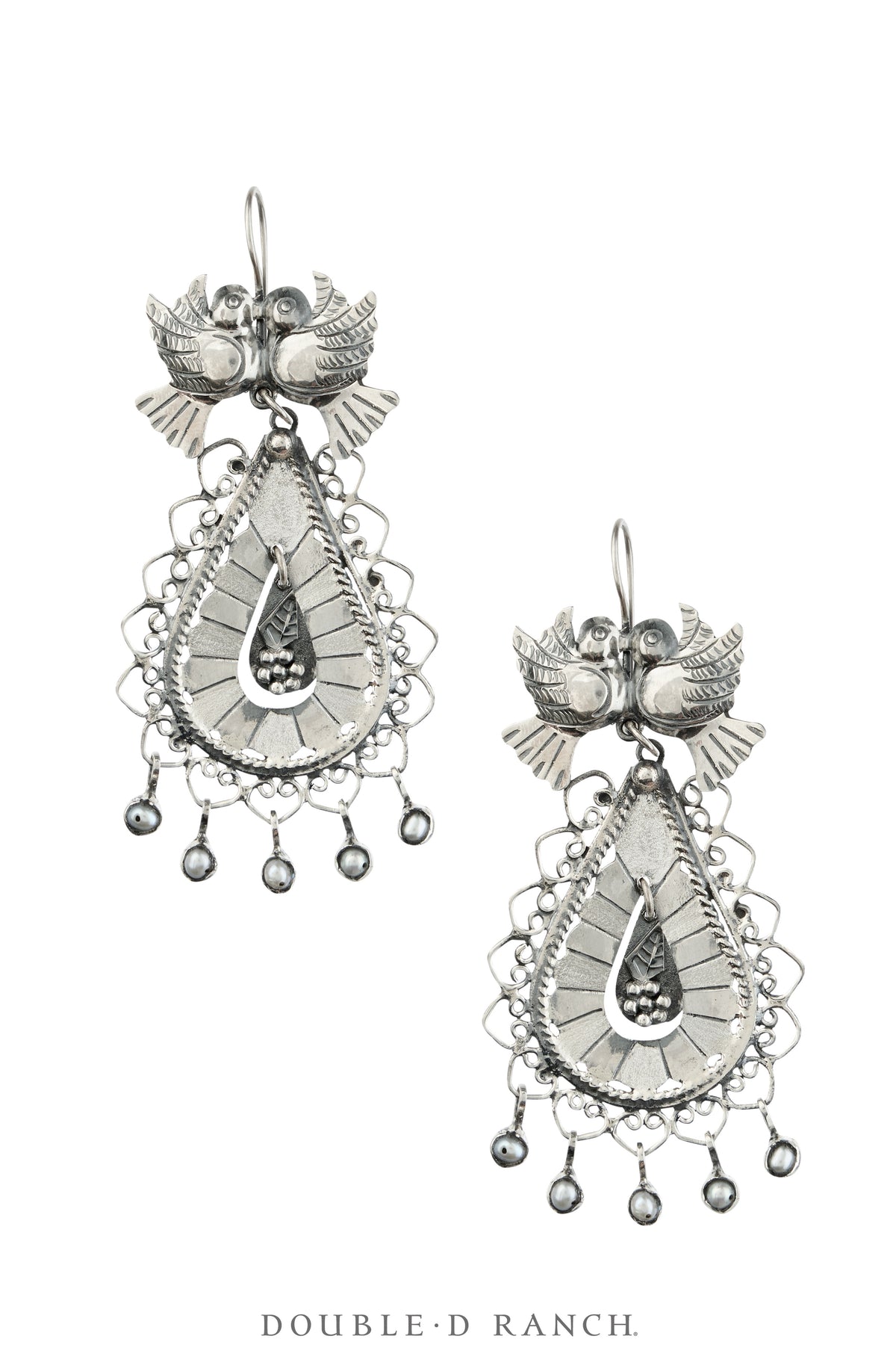 Earrings, Federico, Mazahua, Sterling Silver, Doves, Hallmark, Contemporary, 2331