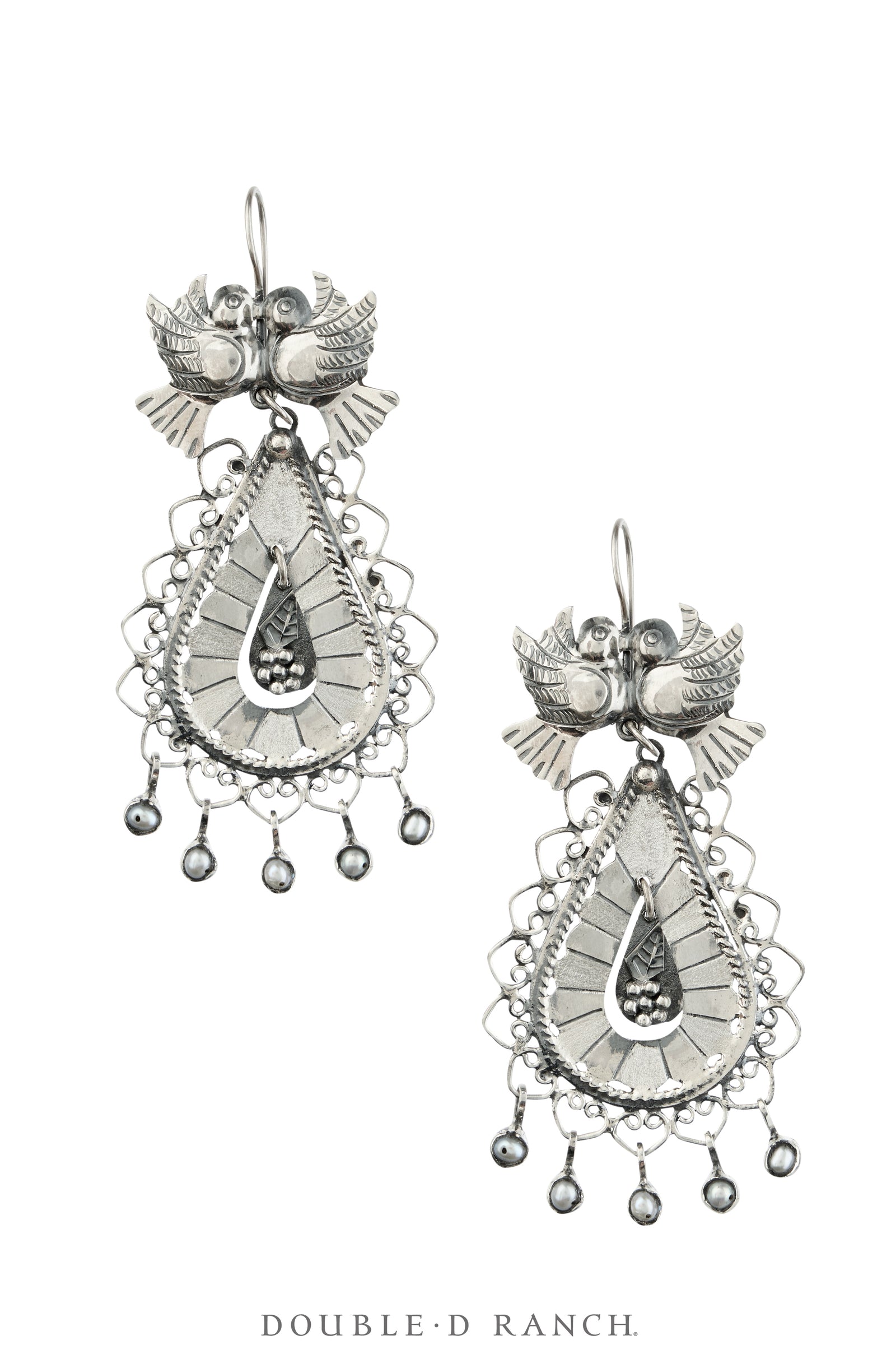 Earrings, Federico, Mazahua, Sterling Silver, Doves, Hallmark, Contemporary, 2331