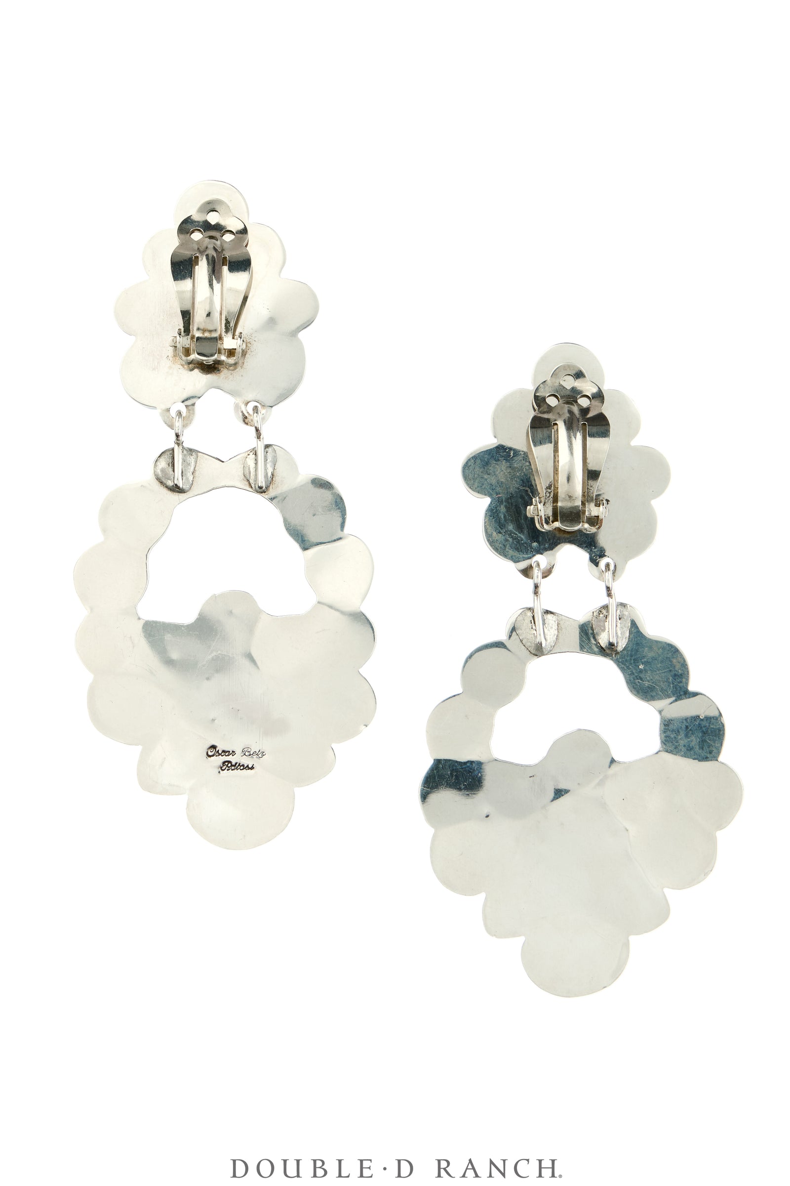 Earrings, Oscar Betz, Chandelier, Turquoise, Clip Back, Potosi Hallmark, Vintage, 2339