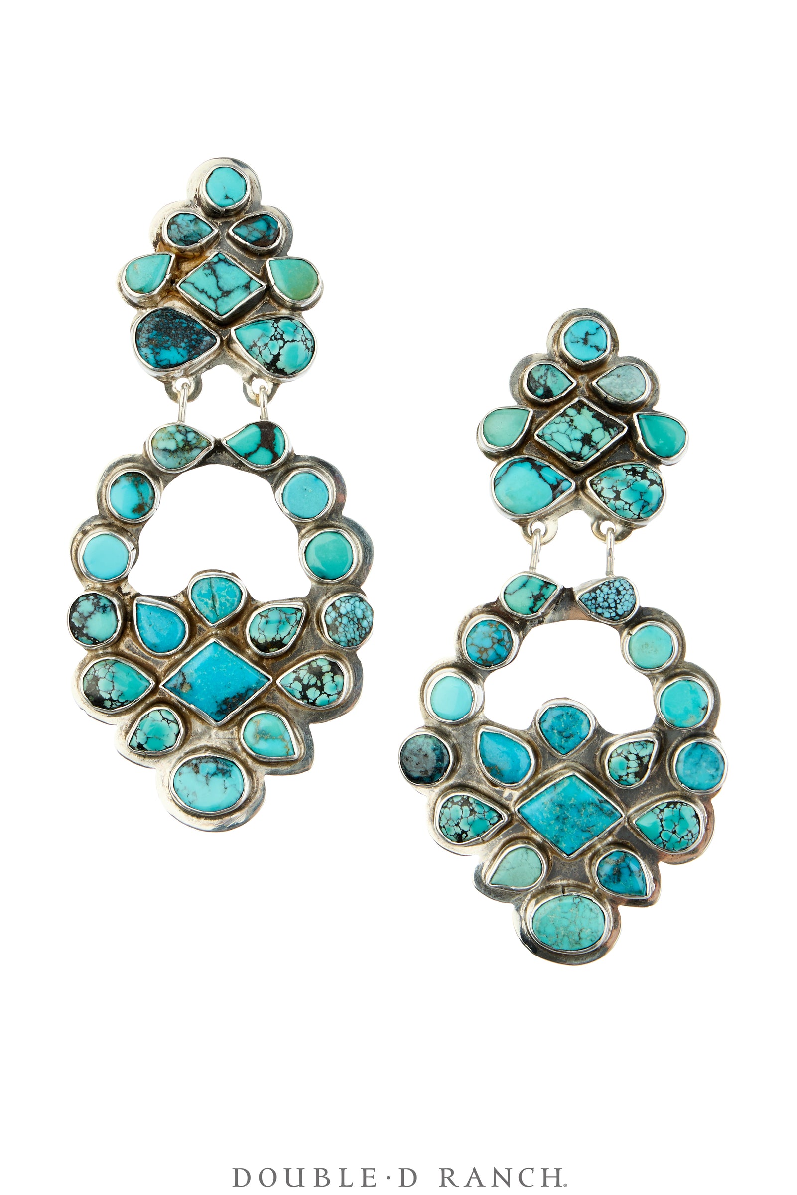 Earrings, Oscar Betz, Chandelier, Turquoise, Clip Back, Potosi Hallmark, Vintage, 2339