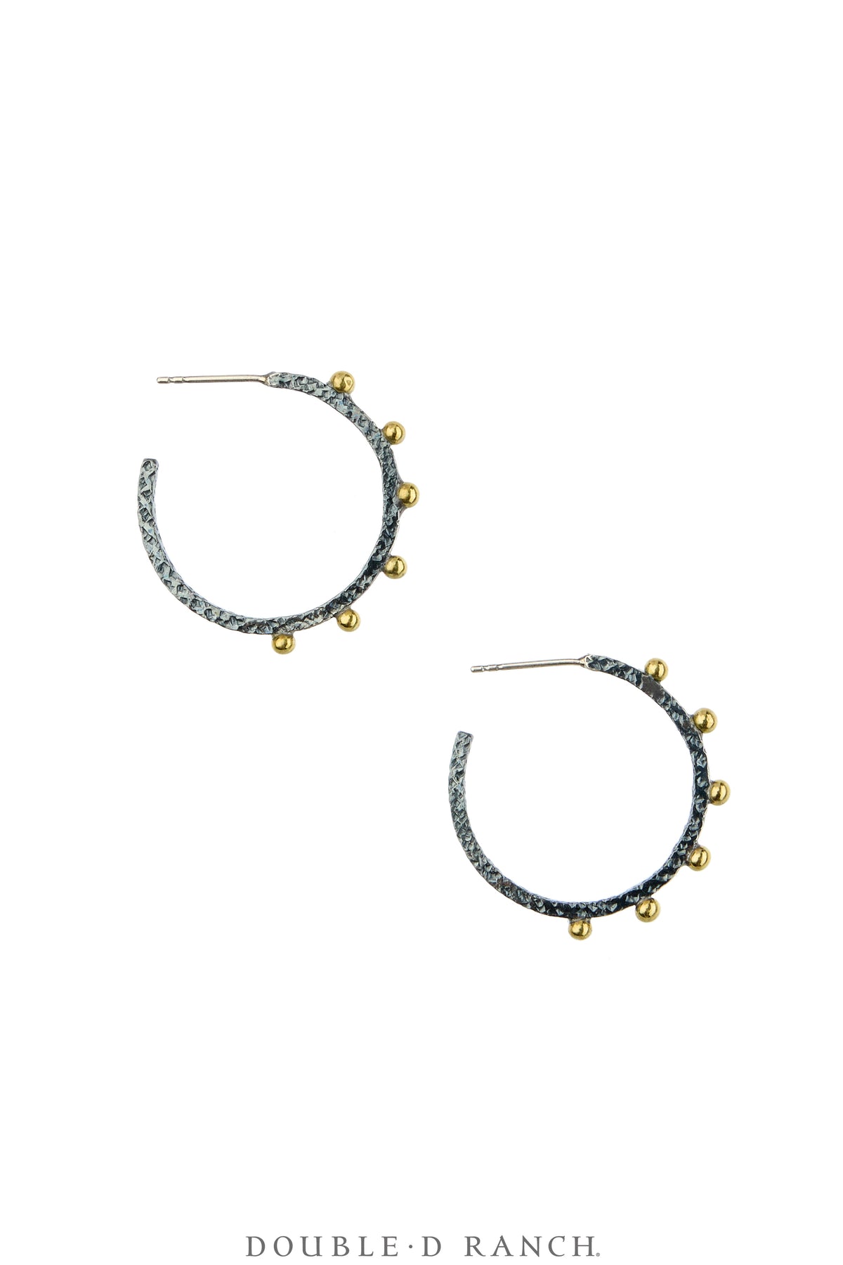 Earrings, Faceted Jewels, Hoops, Sterling Silver Oxidized, Hallmark, Contemporary, 2346