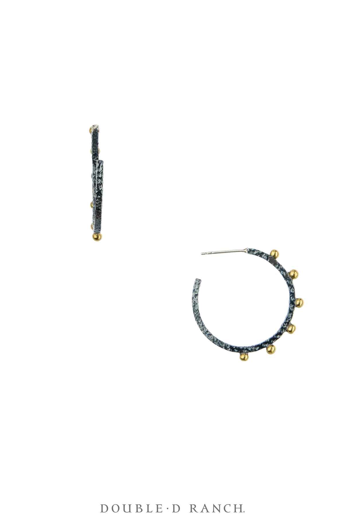 Earrings, Faceted Jewels, Hoops, Sterling Silver Oxidized, Hallmark, Contemporary, 2346