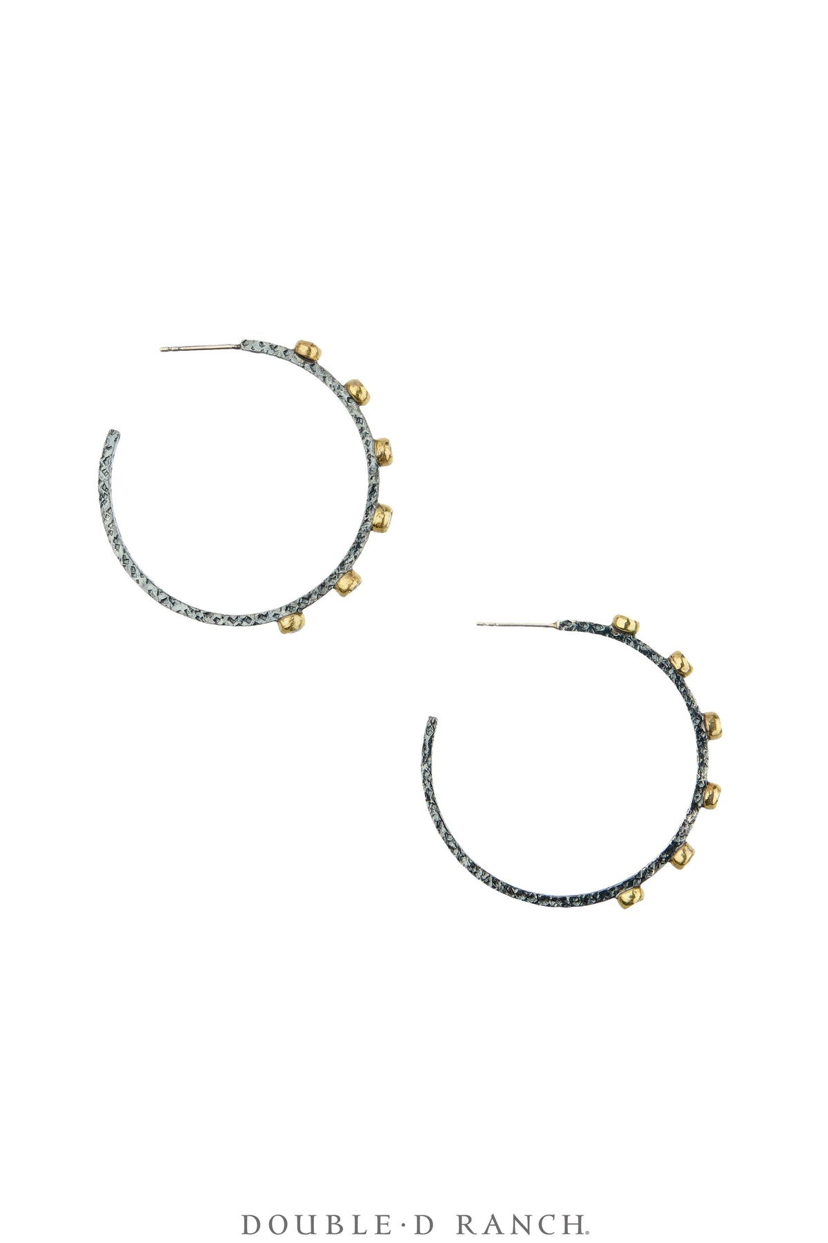 Earrings, Faceted Jewels, Hoops, Sterling Silver Oxidized, Hallmark, Contemporary, 2347