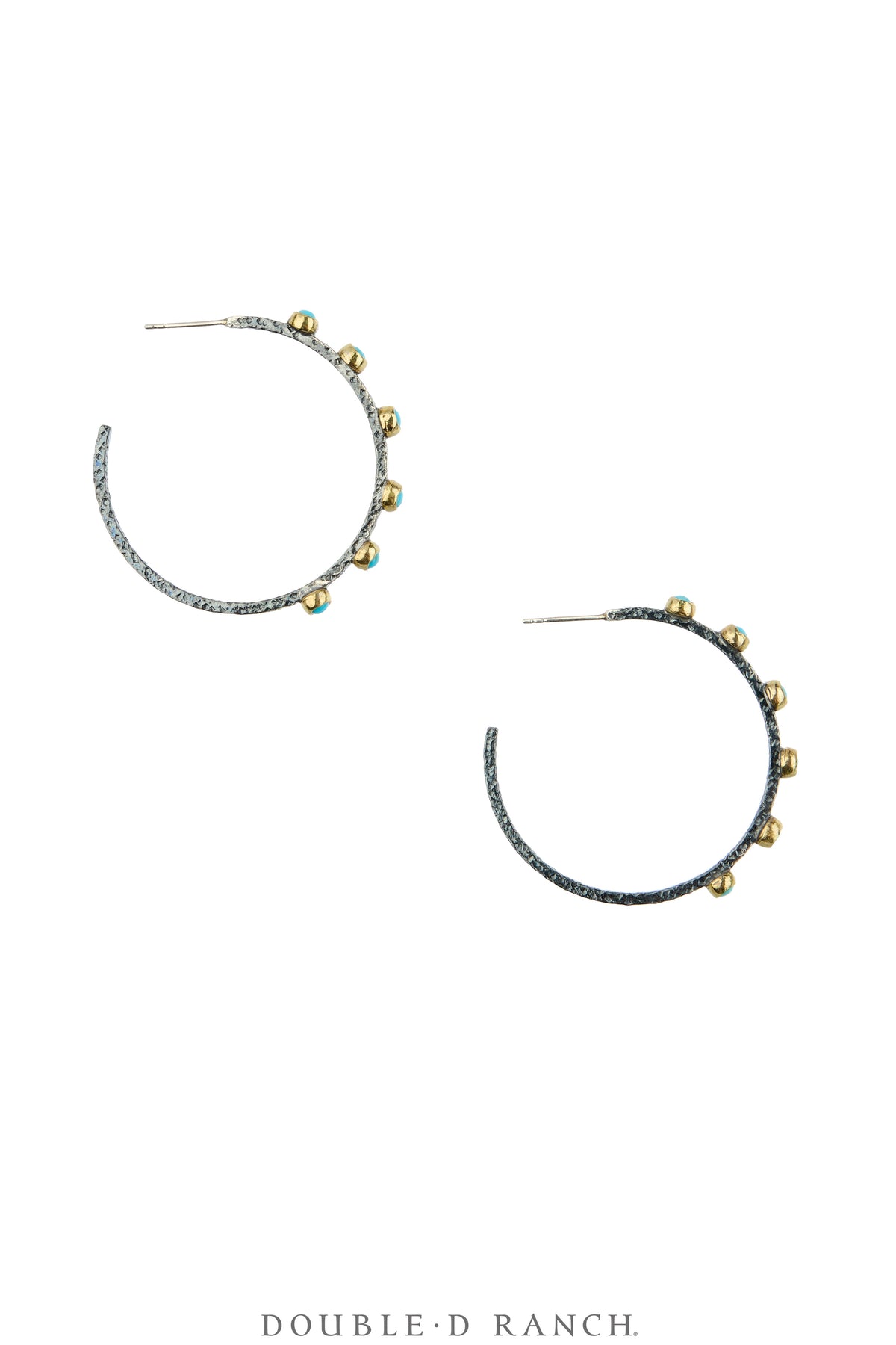 Earrings, Faceted Jewels, Hoops, Sterling Silver Oxidized, Hallmark, Contemporary, 2348