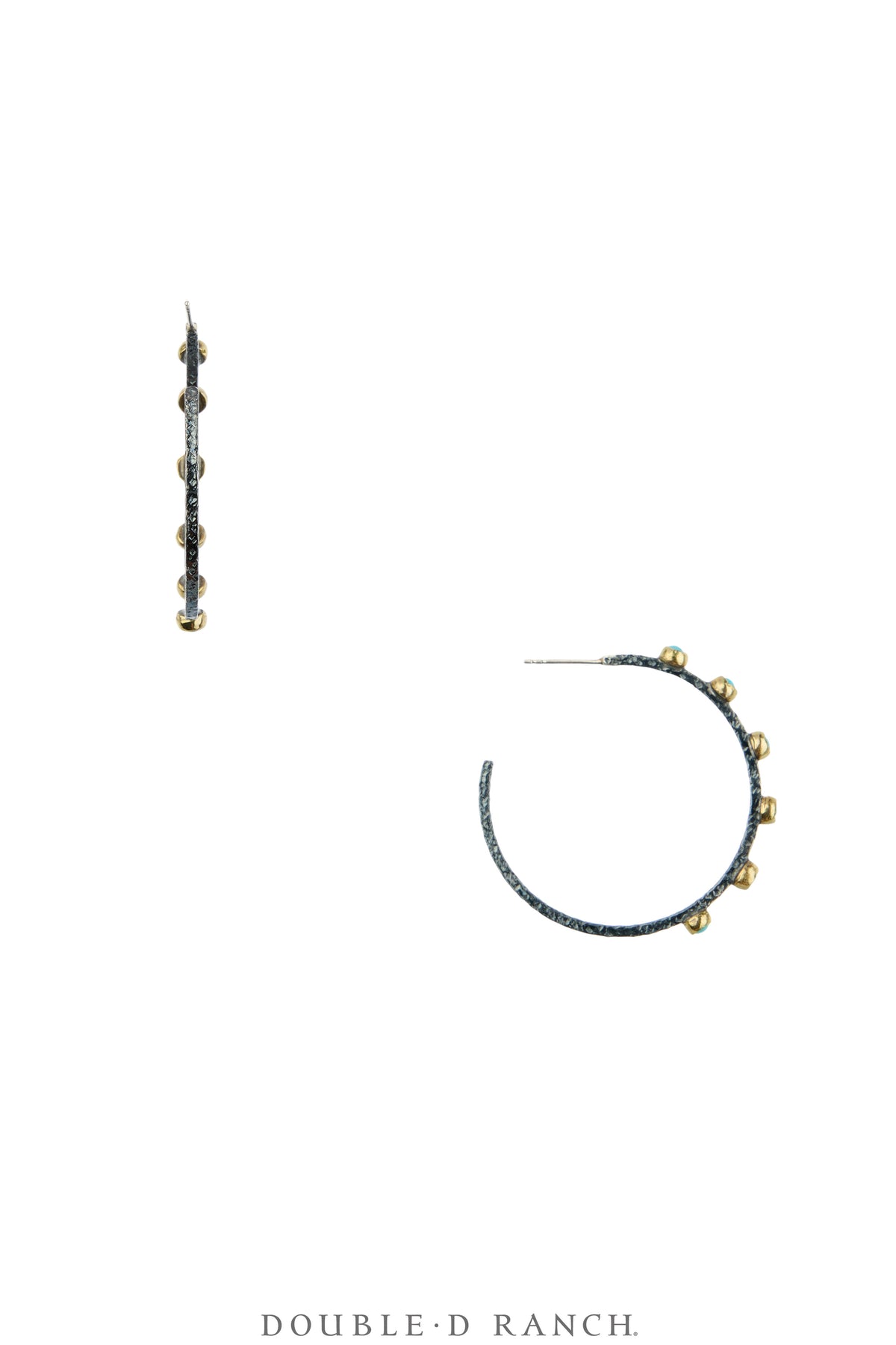 Earrings, Faceted Jewels, Hoops, Sterling Silver Oxidized, Hallmark, Contemporary, 2348