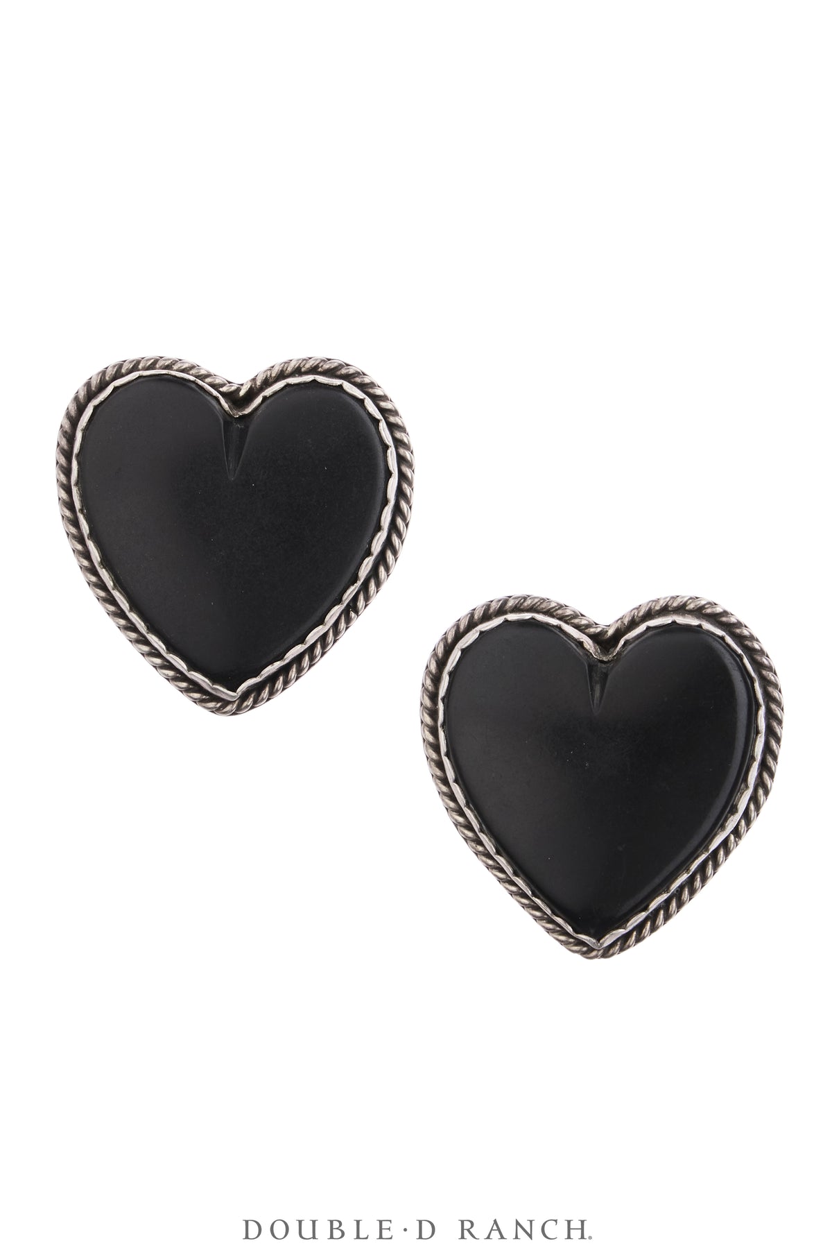 Earrings, Novelty, Onyx, Hearts, Hallmark, Vintage, 2372