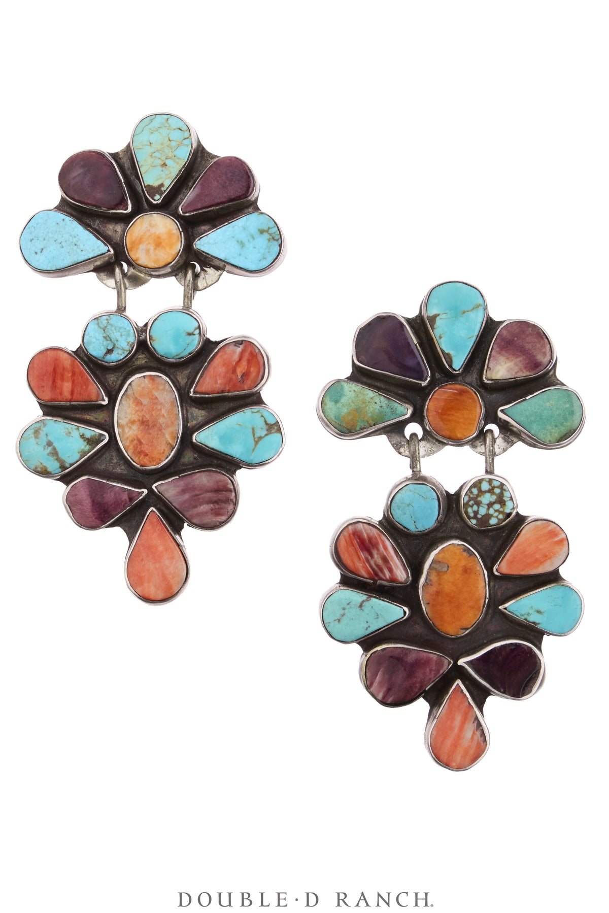 Earrings, Oscar Betz, Triangle, Mixed Stones, Hallmark, 512MS1