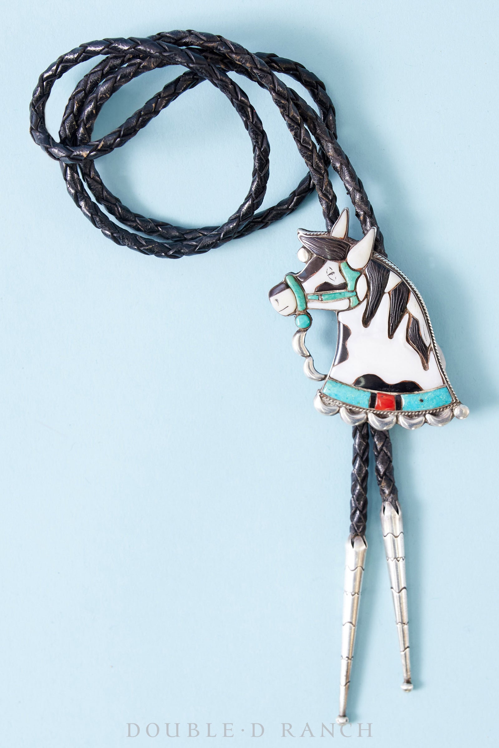 Bolo, Inlay, Novelty, Paint Horse Profile, Beautiful Work, Vintage 1940's, 1640