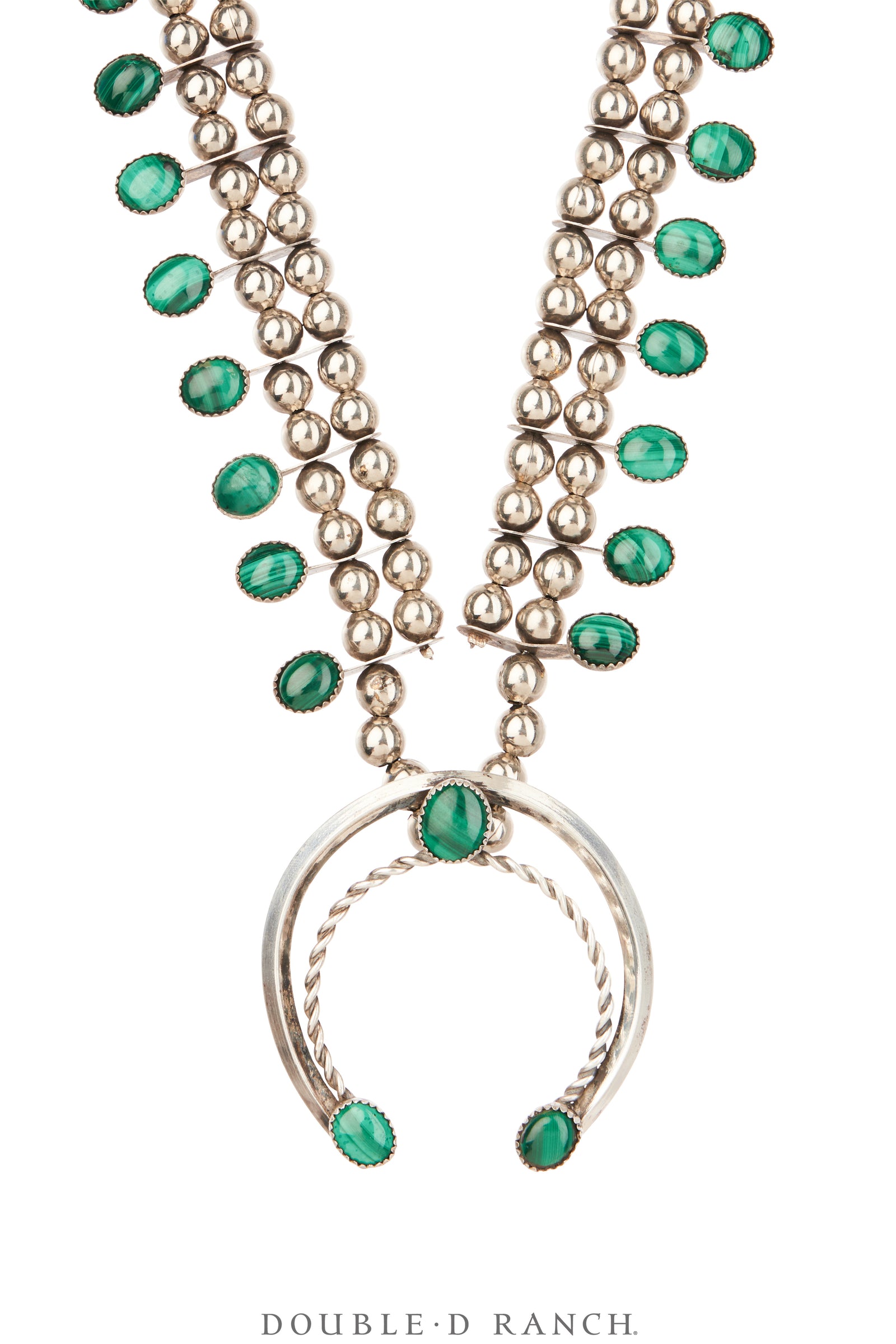 Necklace, Squash Blossom, Malachite, Mark, Vintage, 3674