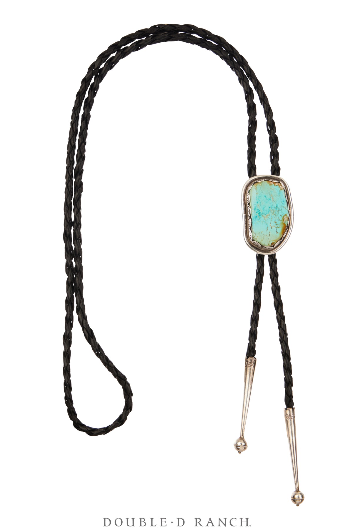 Bolo, Natural Stone, Turquoise, Fox Mine, Heavy Detailed Bezel, Vintage, 3718