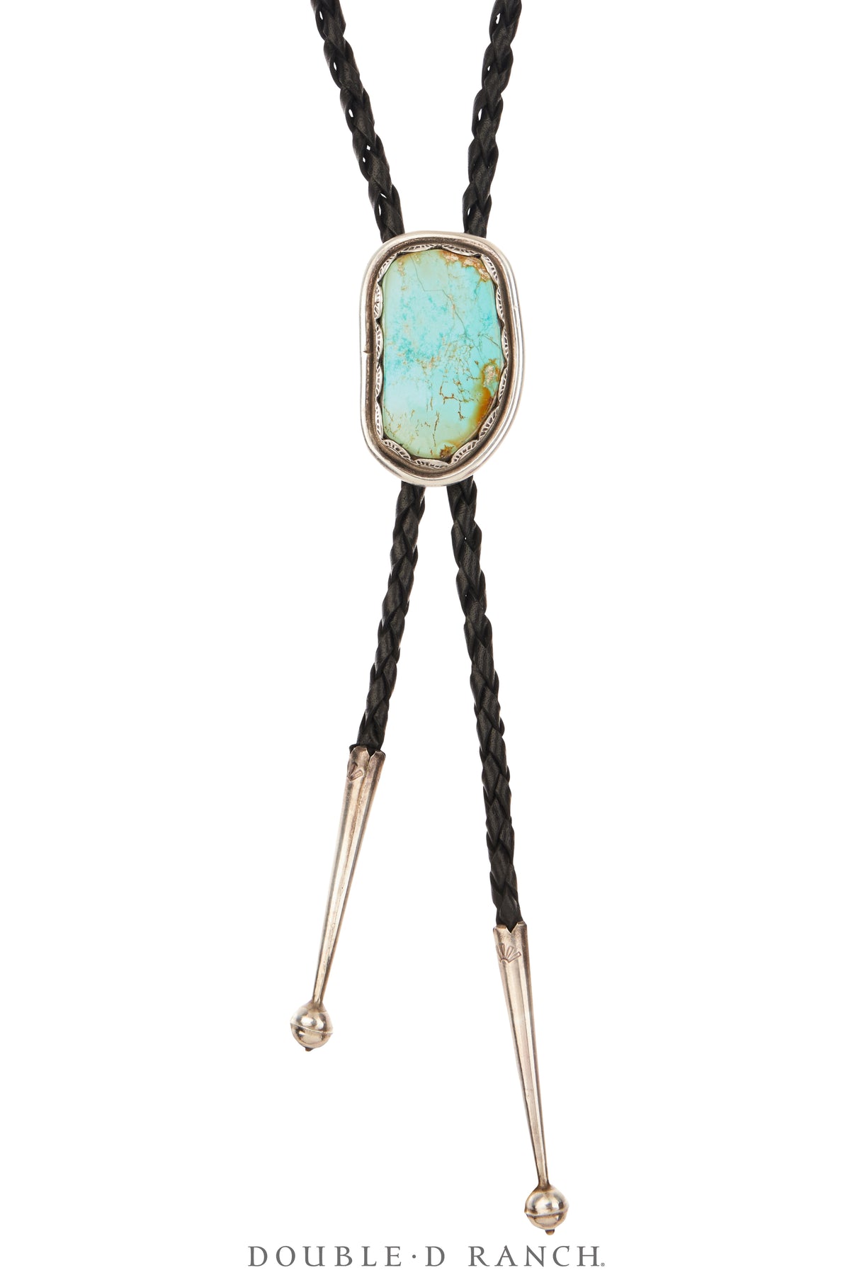 Bolo, Natural Stone, Turquoise, Fox Mine, Heavy Detailed Bezel, Vintage, 3718
