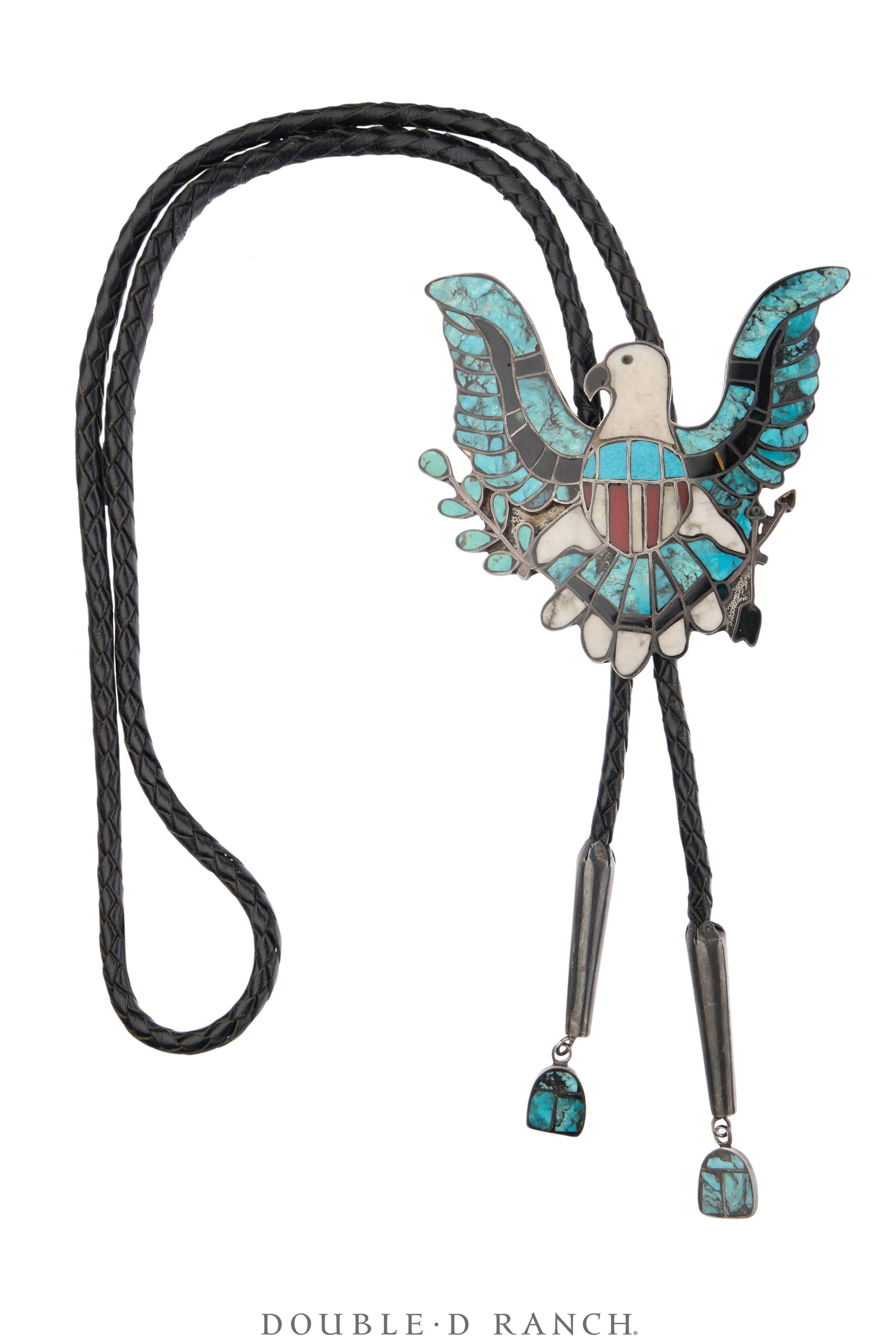 Bolo, Novelty, Patriotic Eagle, Turquoise & Mixed Stones, Hallmark, Vintage ‘70s, 3726