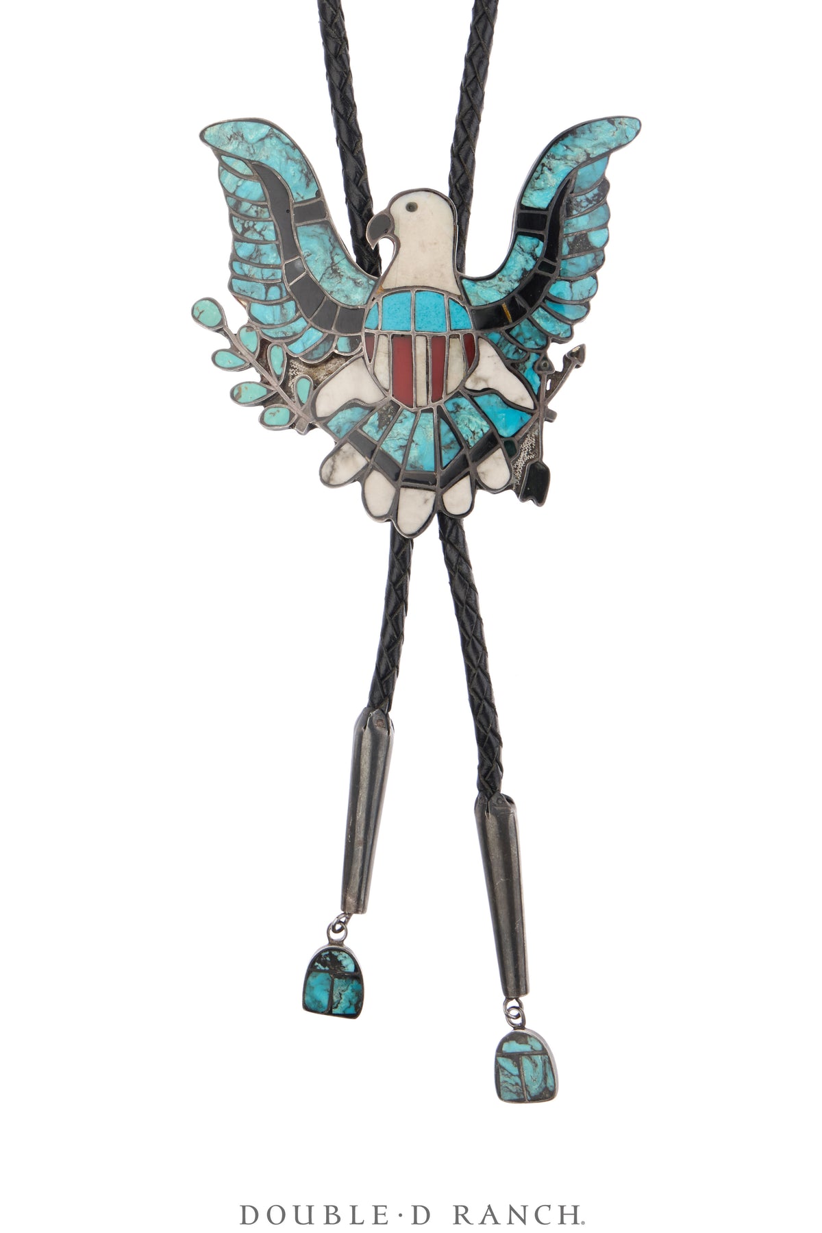 Bolo, Novelty, Patriotic Eagle, Turquoise & Mixed Stones, Hallmark, Vintage ‘70s, 3726