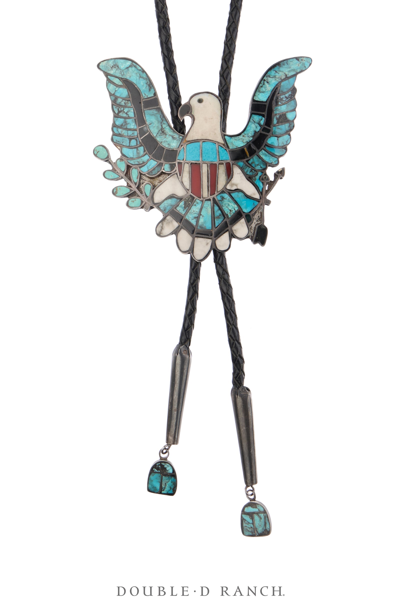 Bolo, Novelty, Patriotic Eagle, Turquoise & Mixed Stones, Hallmark, Vintage ‘70s, 3726