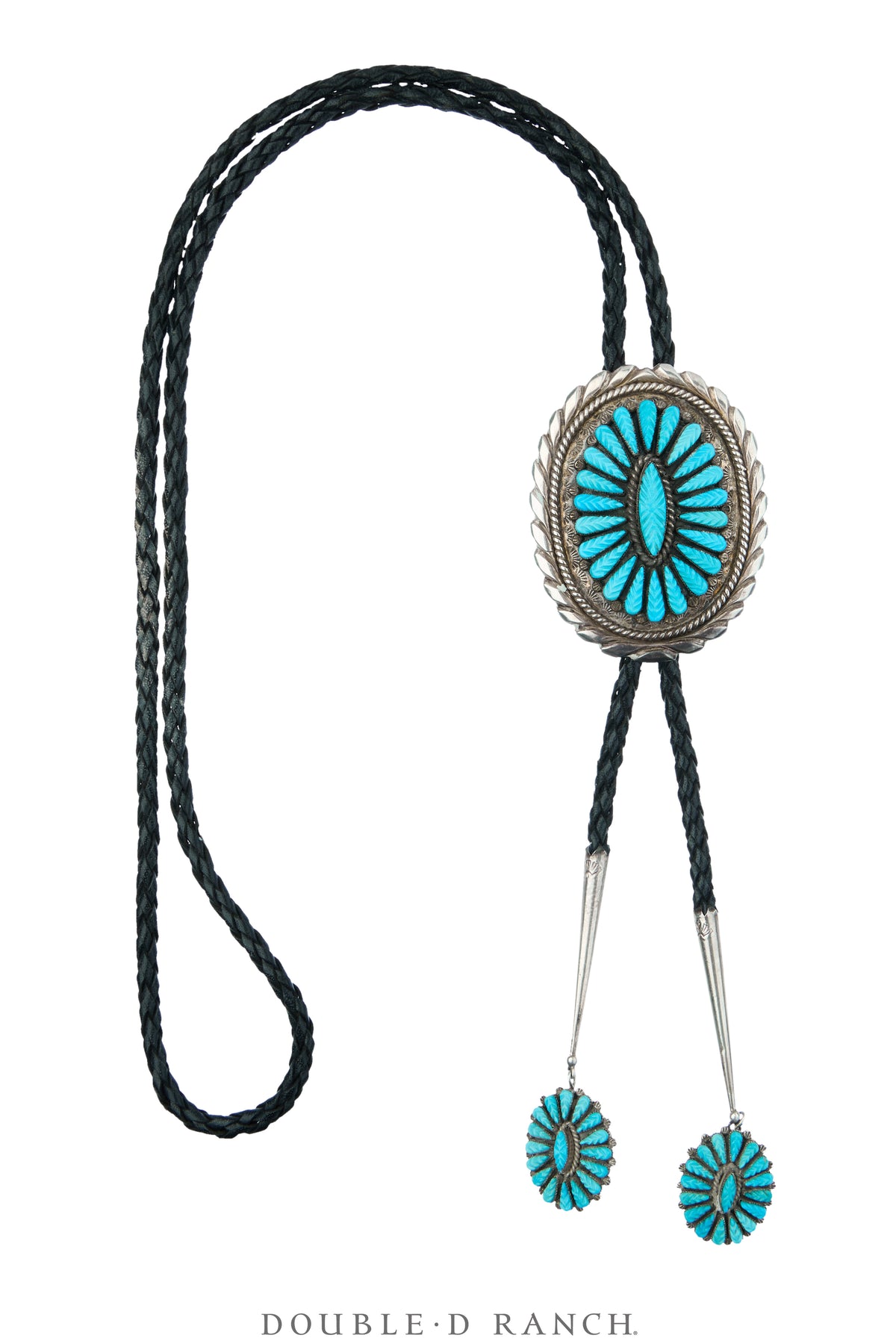 Bolo, Cluster, Turquoise, Hand Carved Stones, Hallmark, Vintage, 3776