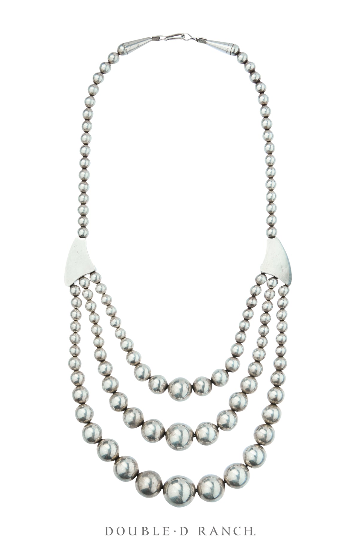 Necklace, Desert Pearls, Sterling Silver, Triple Graduated Strand, Vintage, 3782