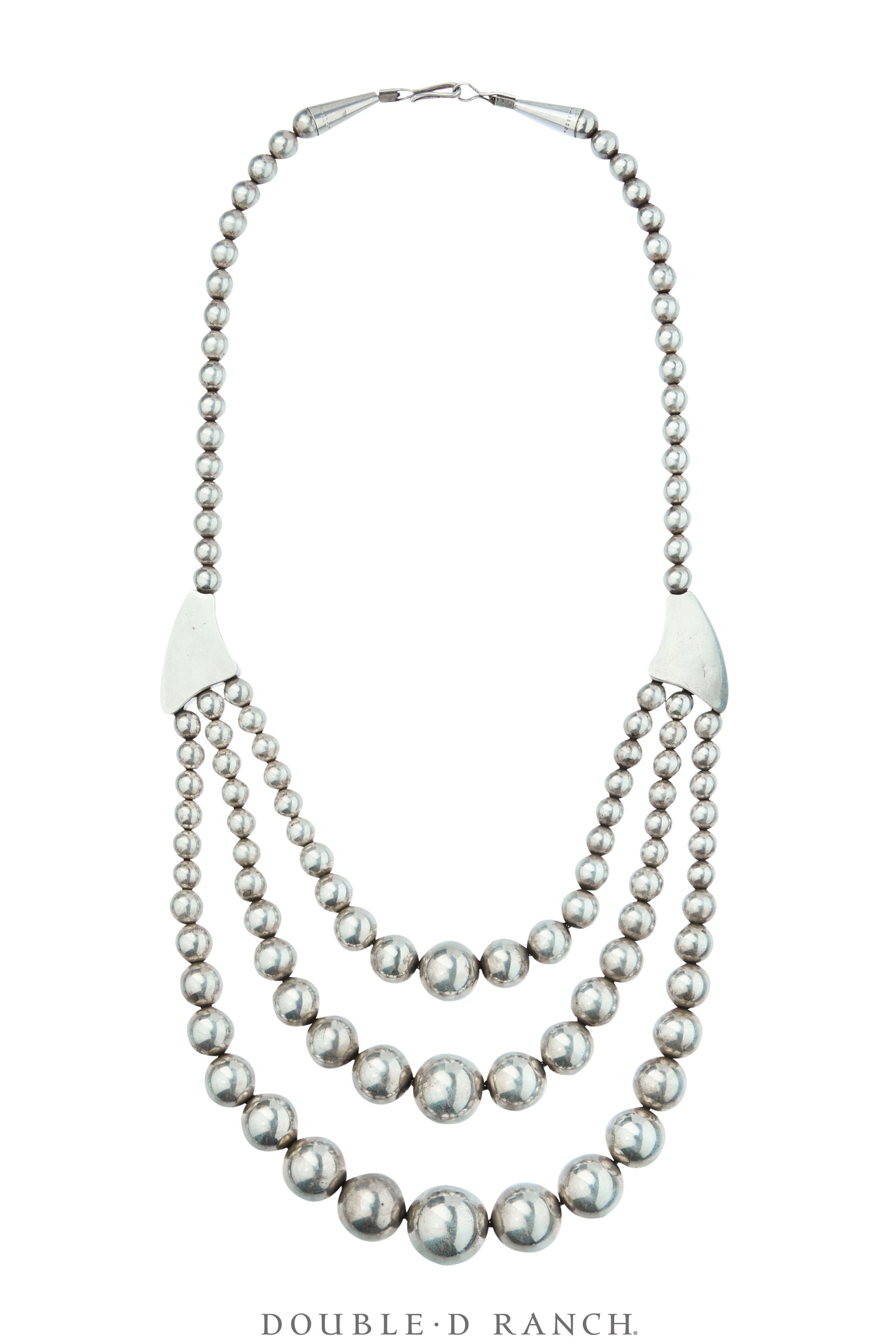 Necklace, Desert Pearls, Sterling Silver, Triple Graduated Strand, Vintage, 3782