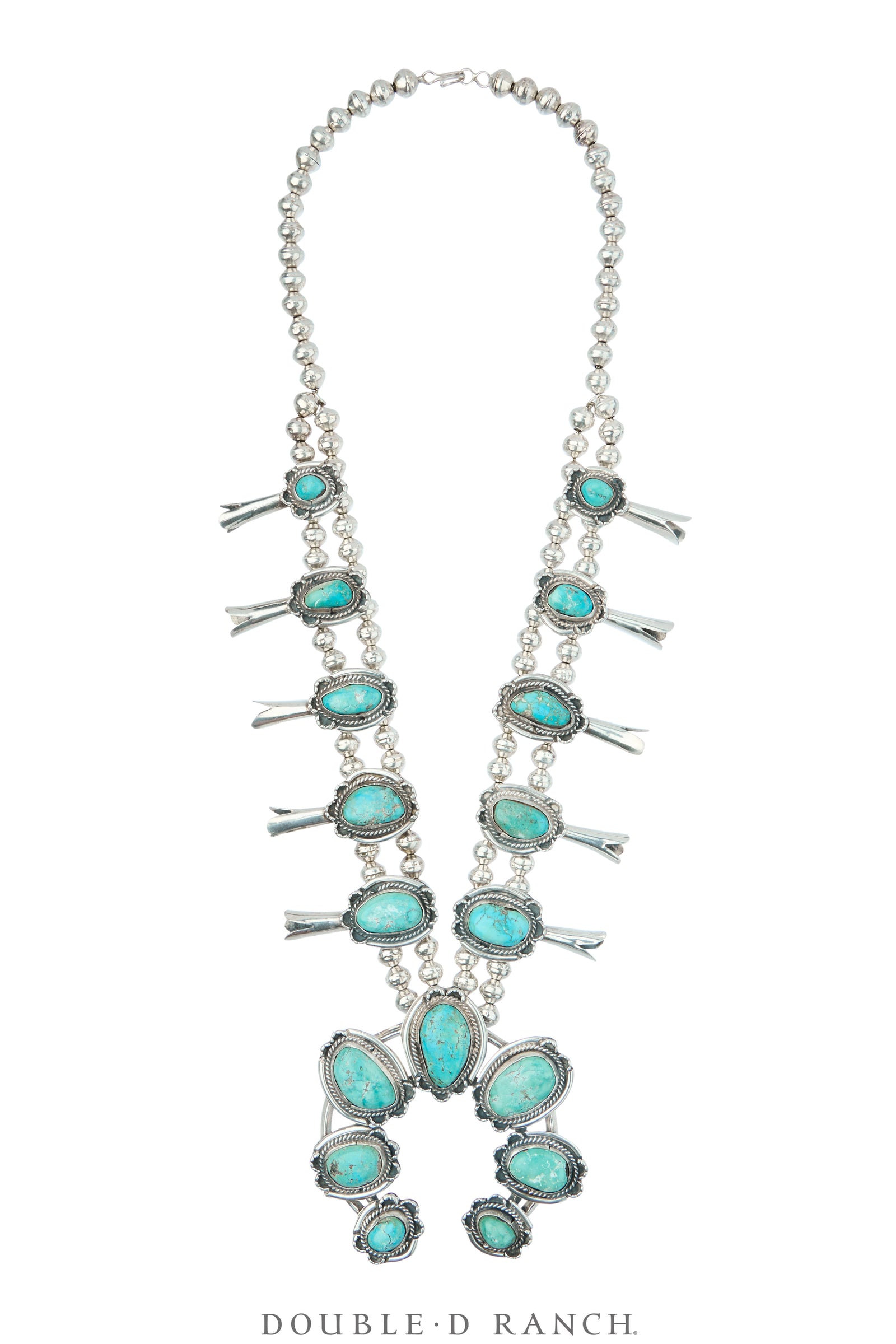 Necklace, Squash Blossom, Turquoise, Hallmark, Vintage, 3784