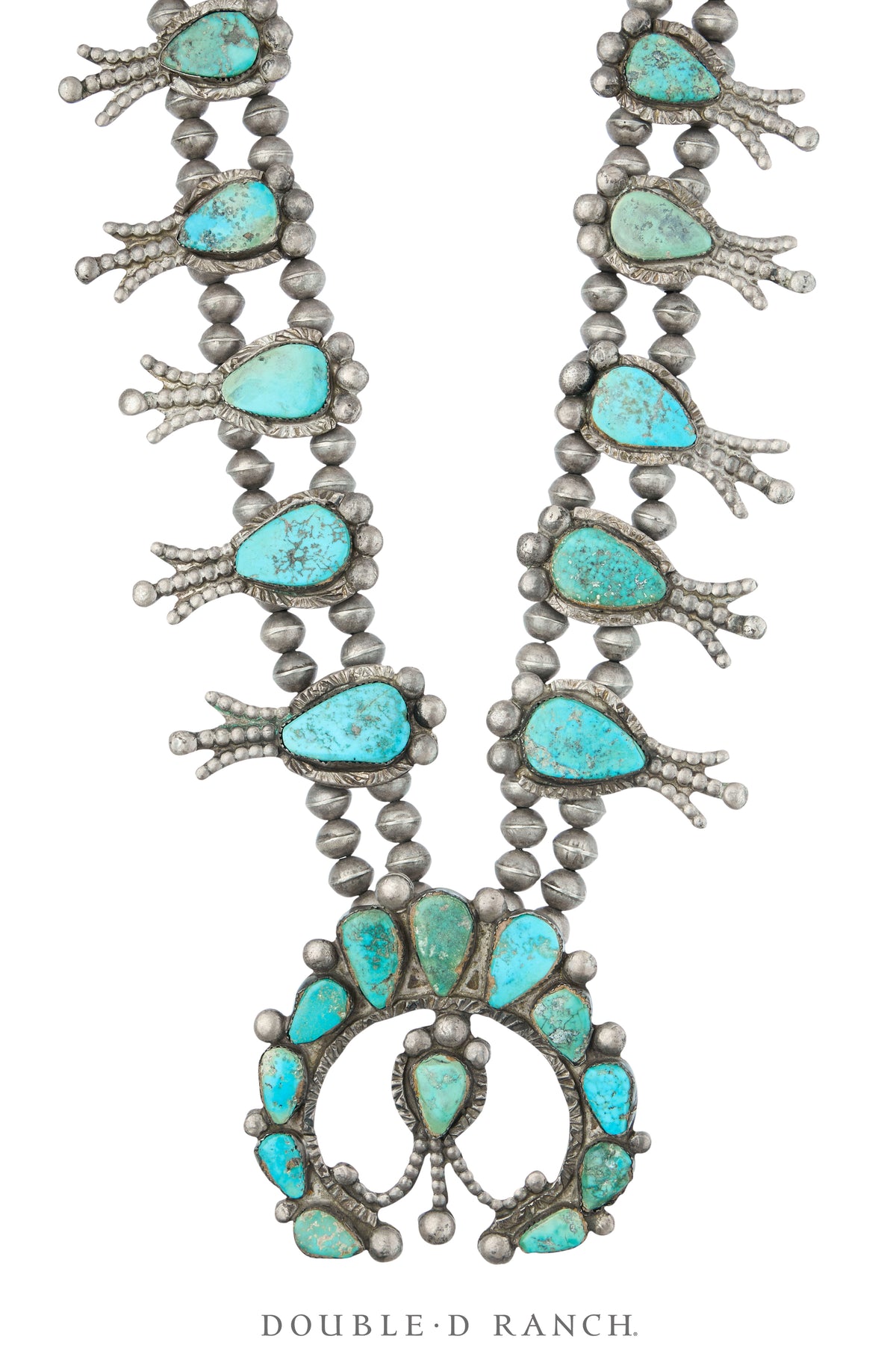 Necklace, Squash Blossom, Turquoise, Simplicio Attribution, Vintage, 3785