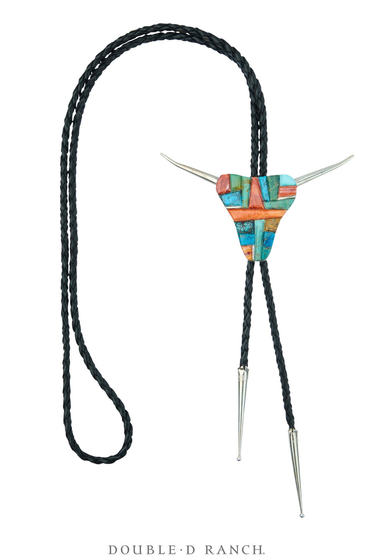 Bolo, Inlay, Mixed Stones, Steer Head, Contemporary, 3786