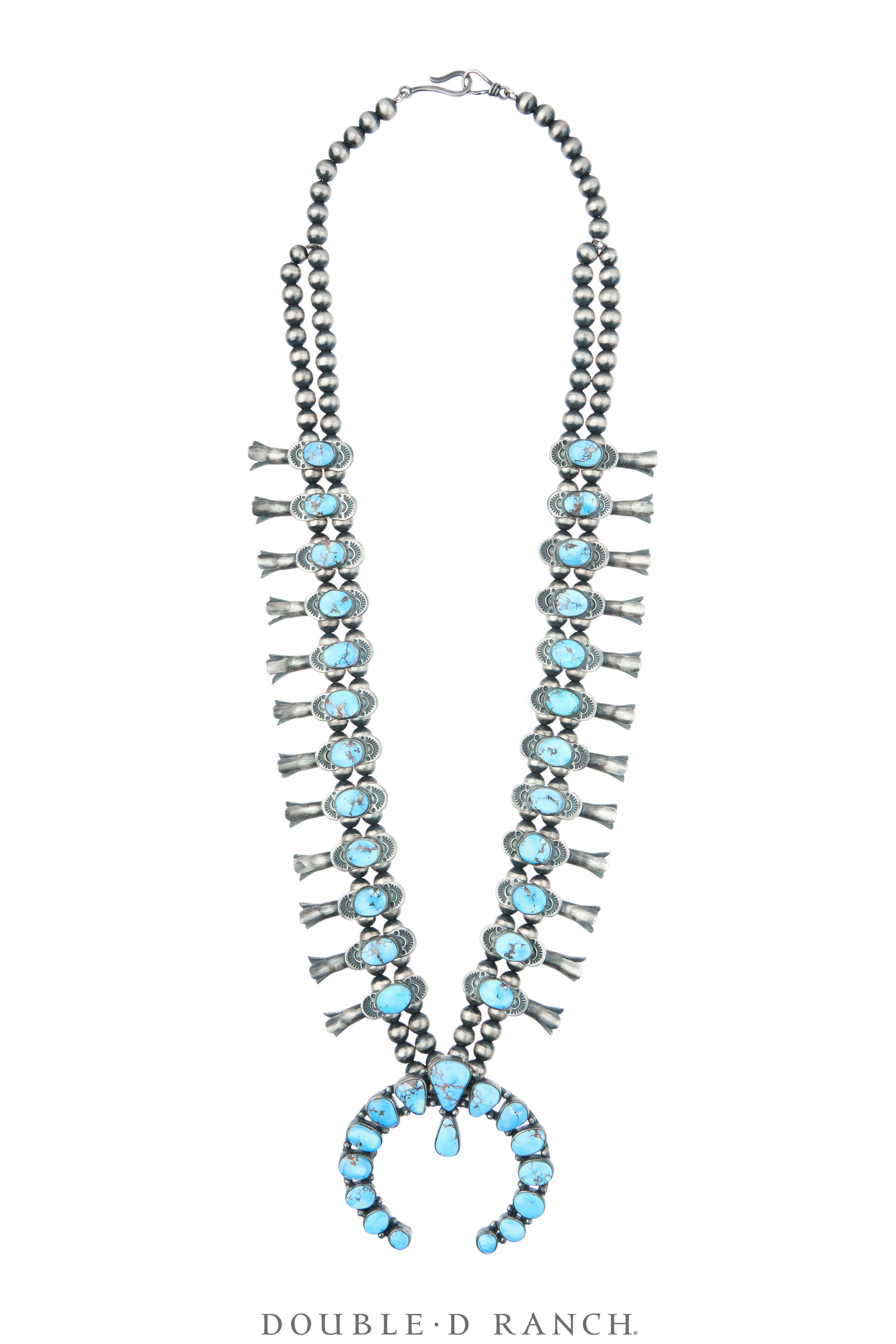 Necklace, Squash Blossom, Turquoise, Golden Hills, With Matching Earri