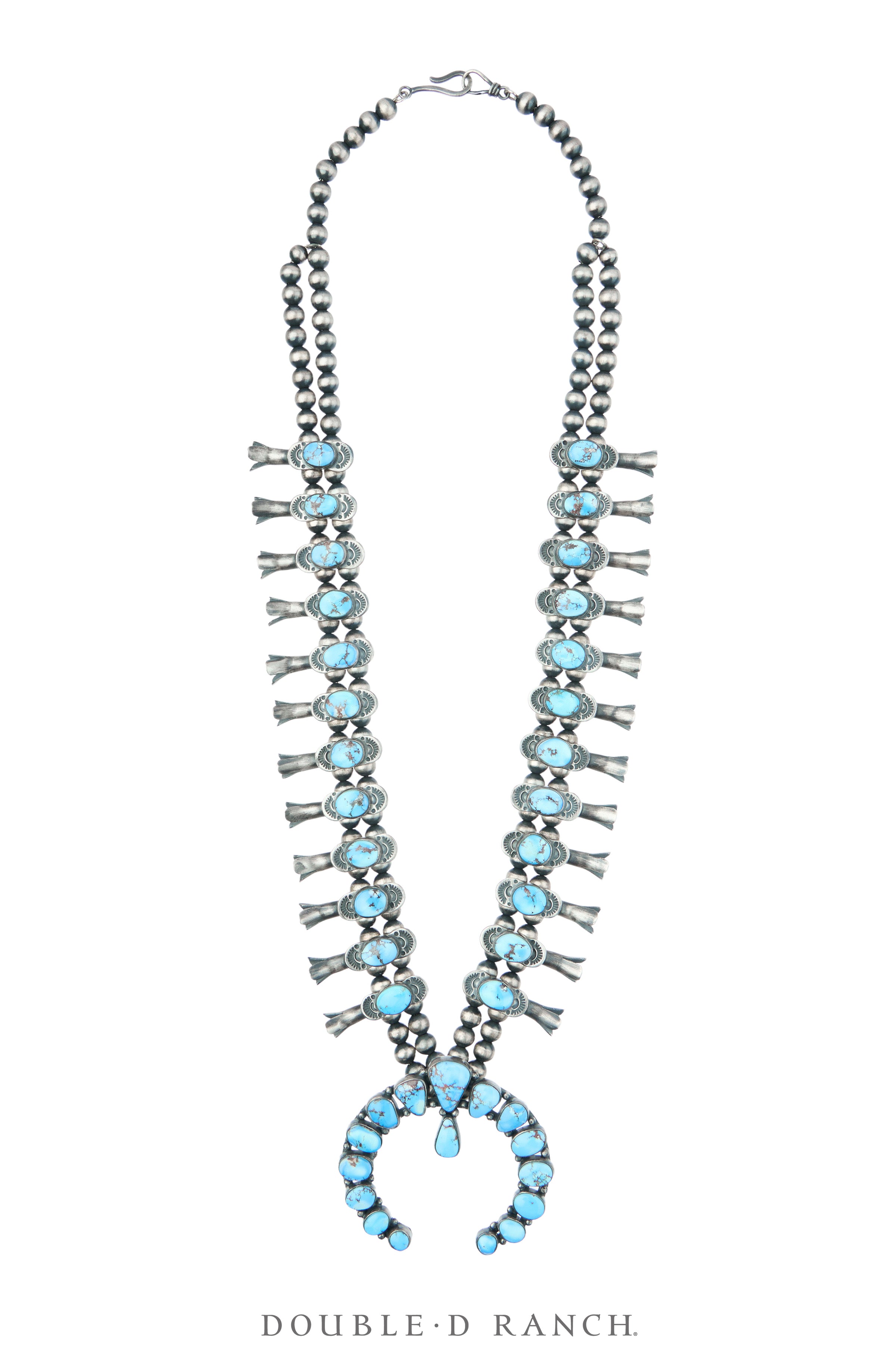 Necklace, Squash Blossom, Turquoise, Golden Hills, With Matching Earri